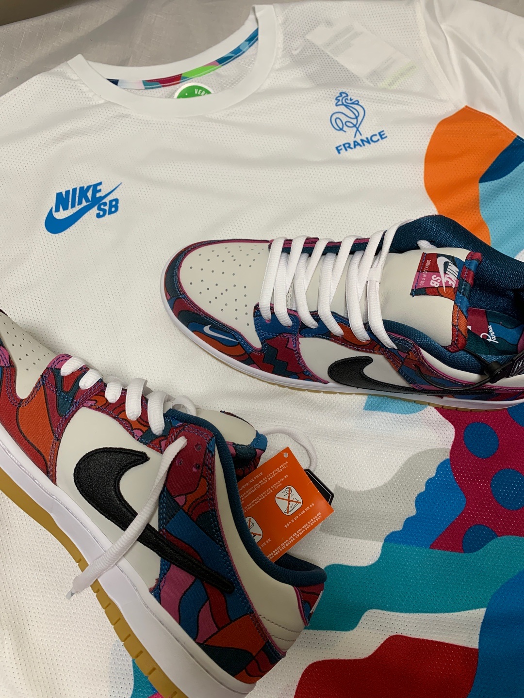 Nike x Parra SB Dunk Low Pro Abstract Art, Nike x Parra SB Team France Skate Jersey Neptune Blue - Asia 착용 스타일