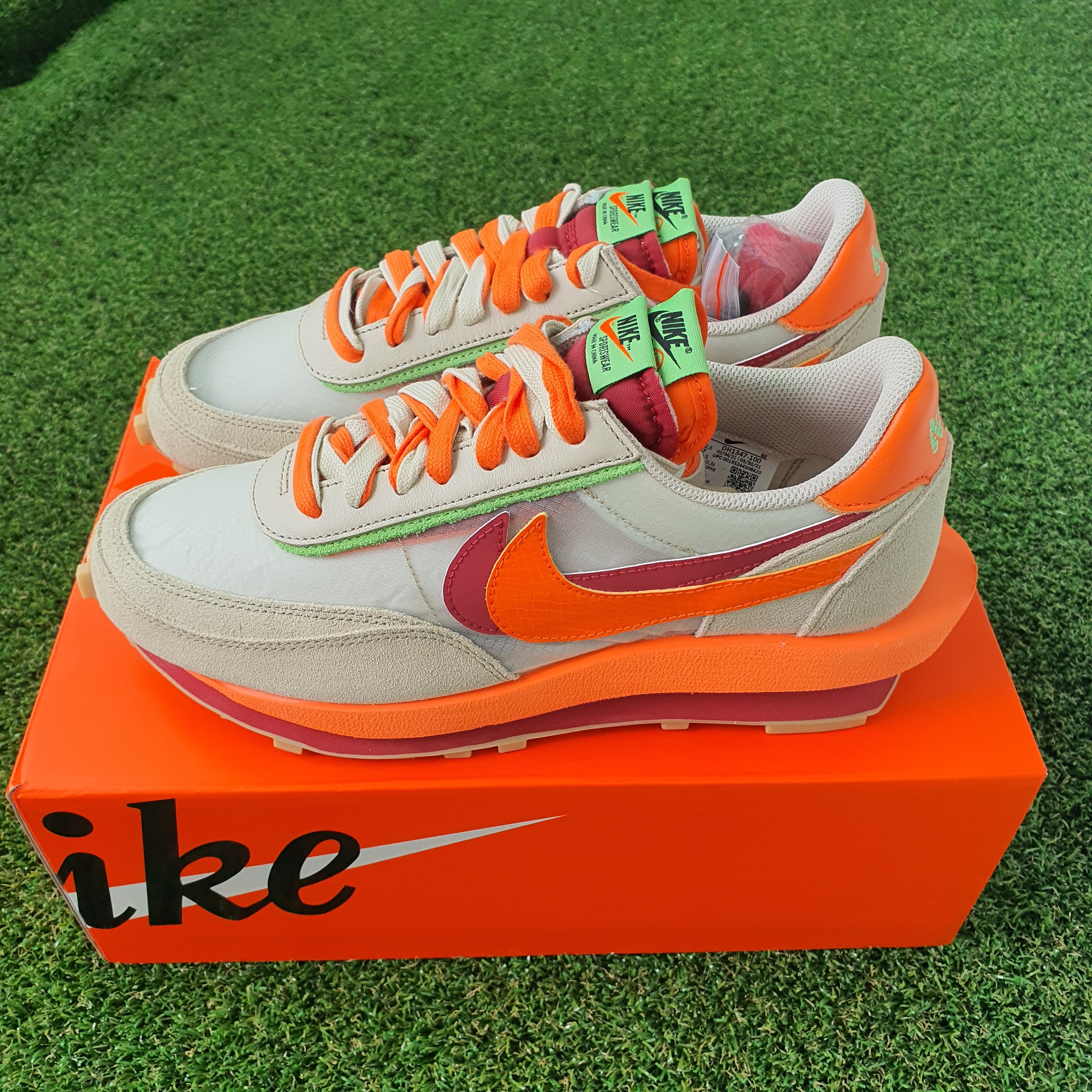 Nike x Sacai x Clot LDWaffle Orange Blaze 착용 스타일 - 5