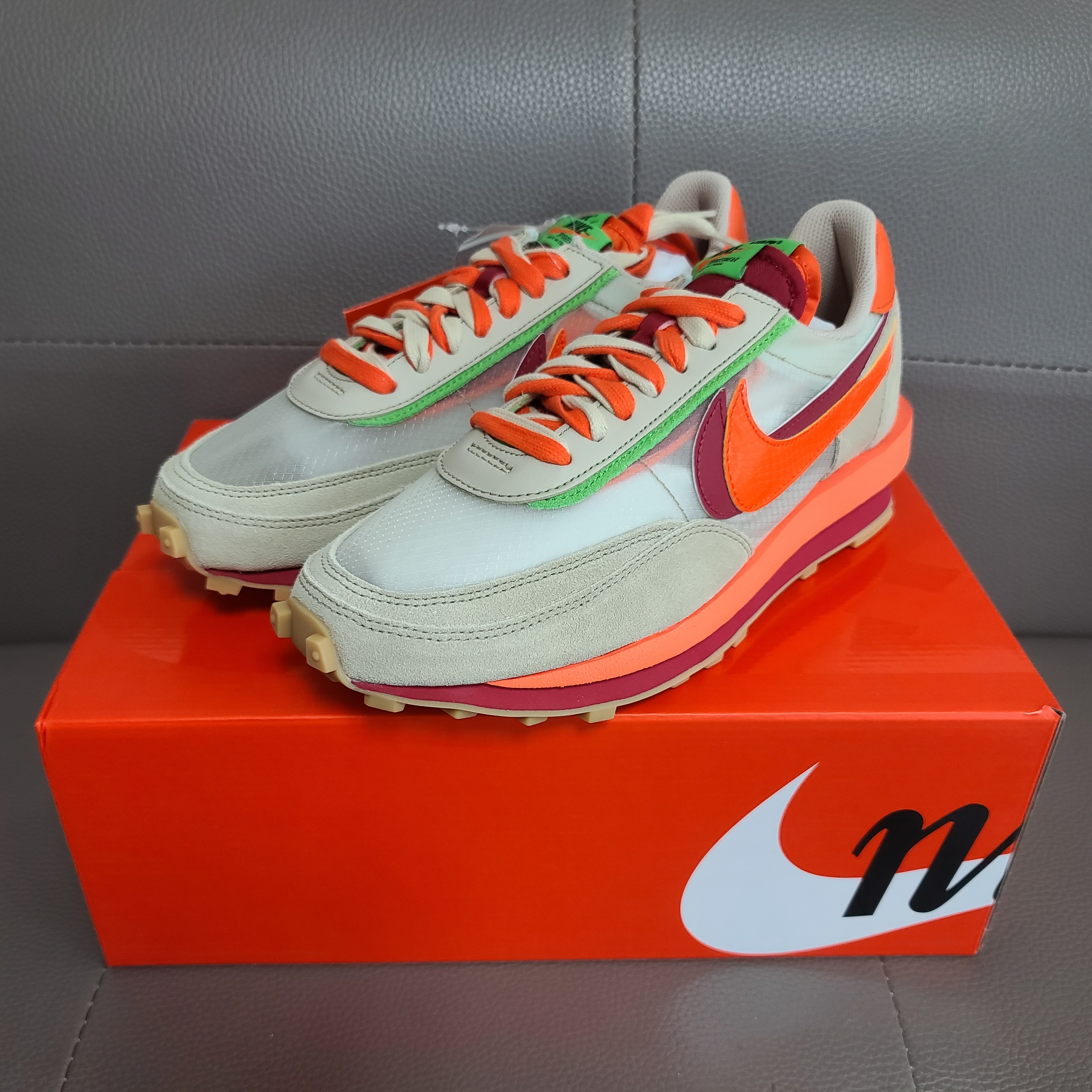 Nike x Sacai x Clot LDWaffle Orange Blaze 착용 스타일 - 2
