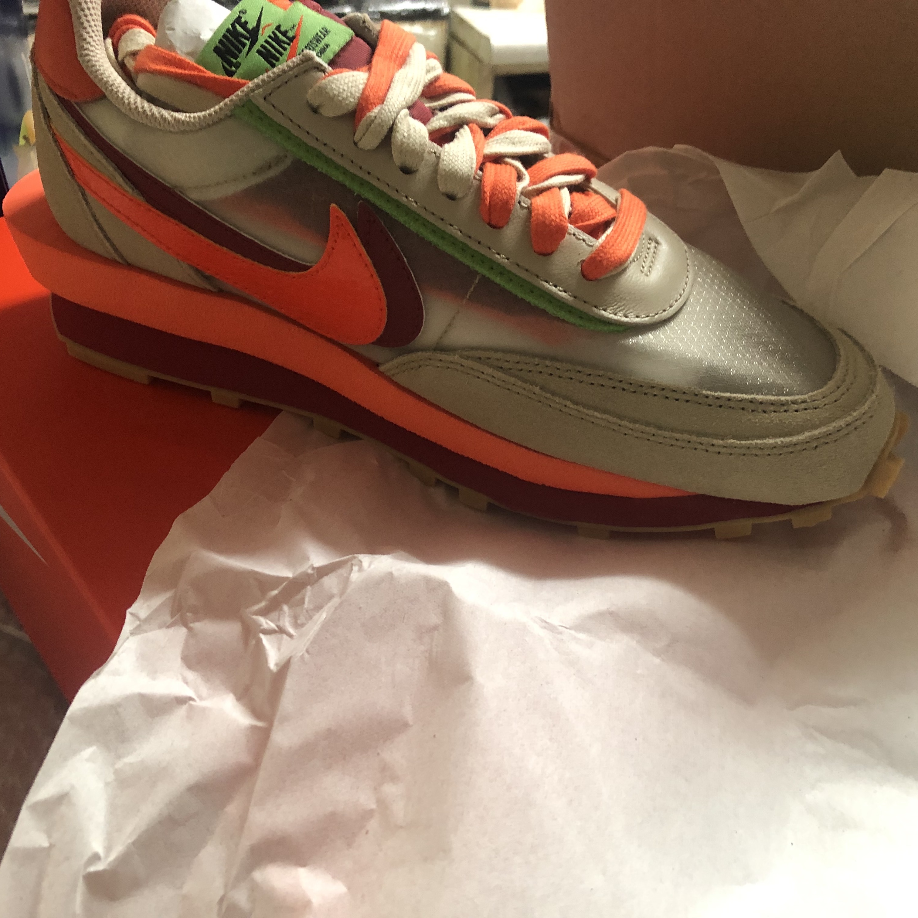 Nike x Sacai x Clot LDWaffle Orange Blaze 착용 스타일 - 2