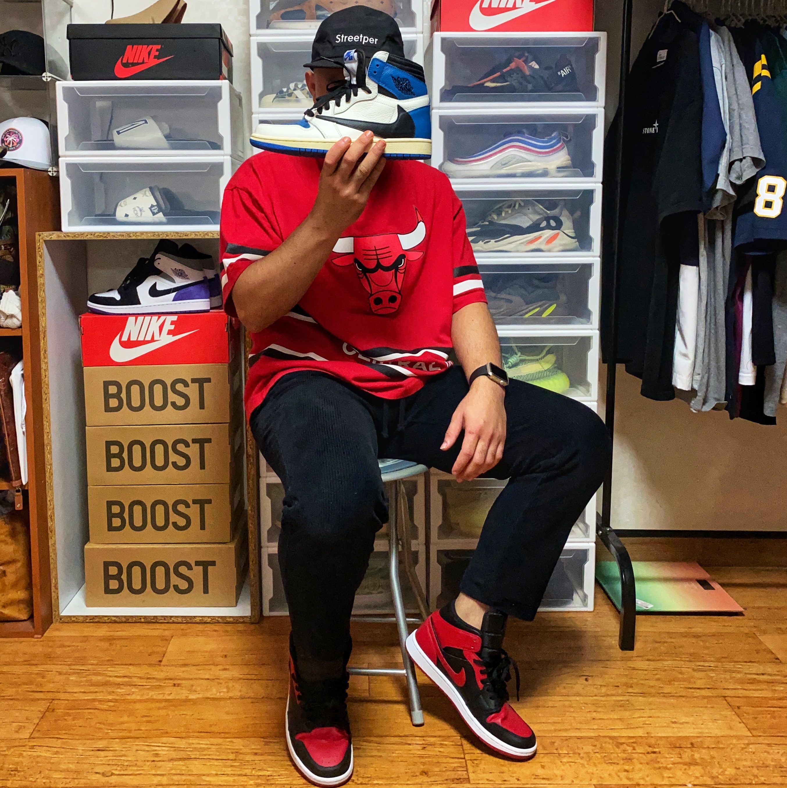 Jordan 1 Mid Gym Red Black 착용 스타일