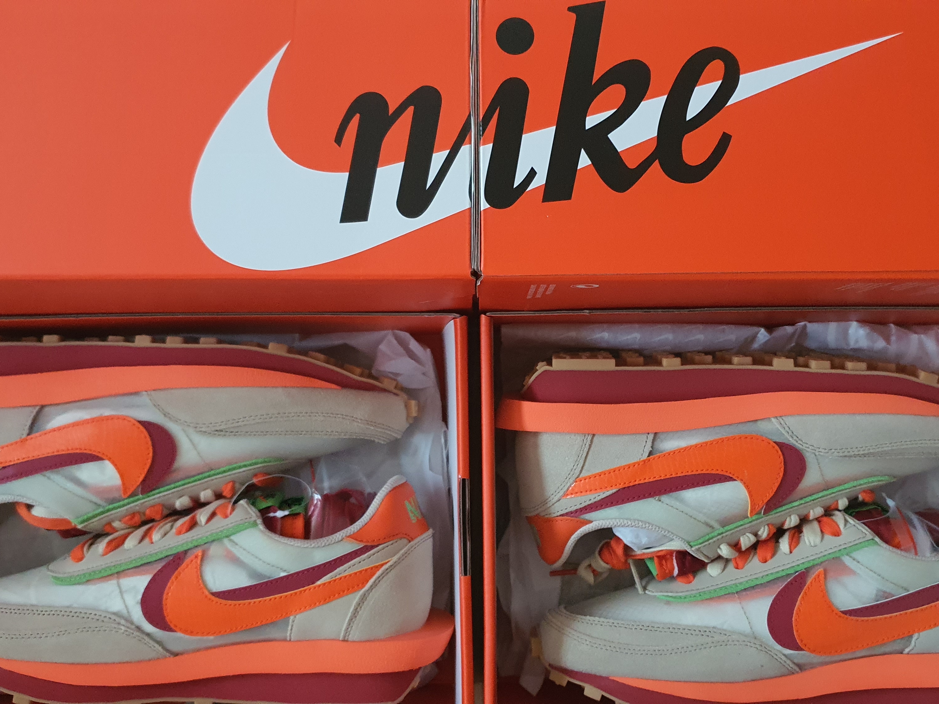 Nike x Sacai x Clot LDWaffle Orange Blaze 착용 스타일 - 2