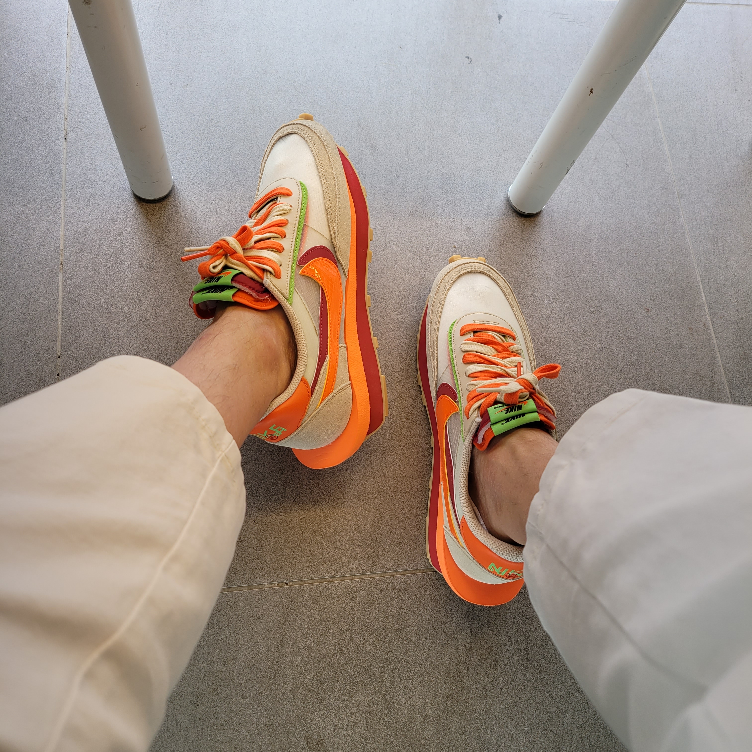 Nike x Sacai x Clot LDWaffle Orange Blaze 착용 스타일