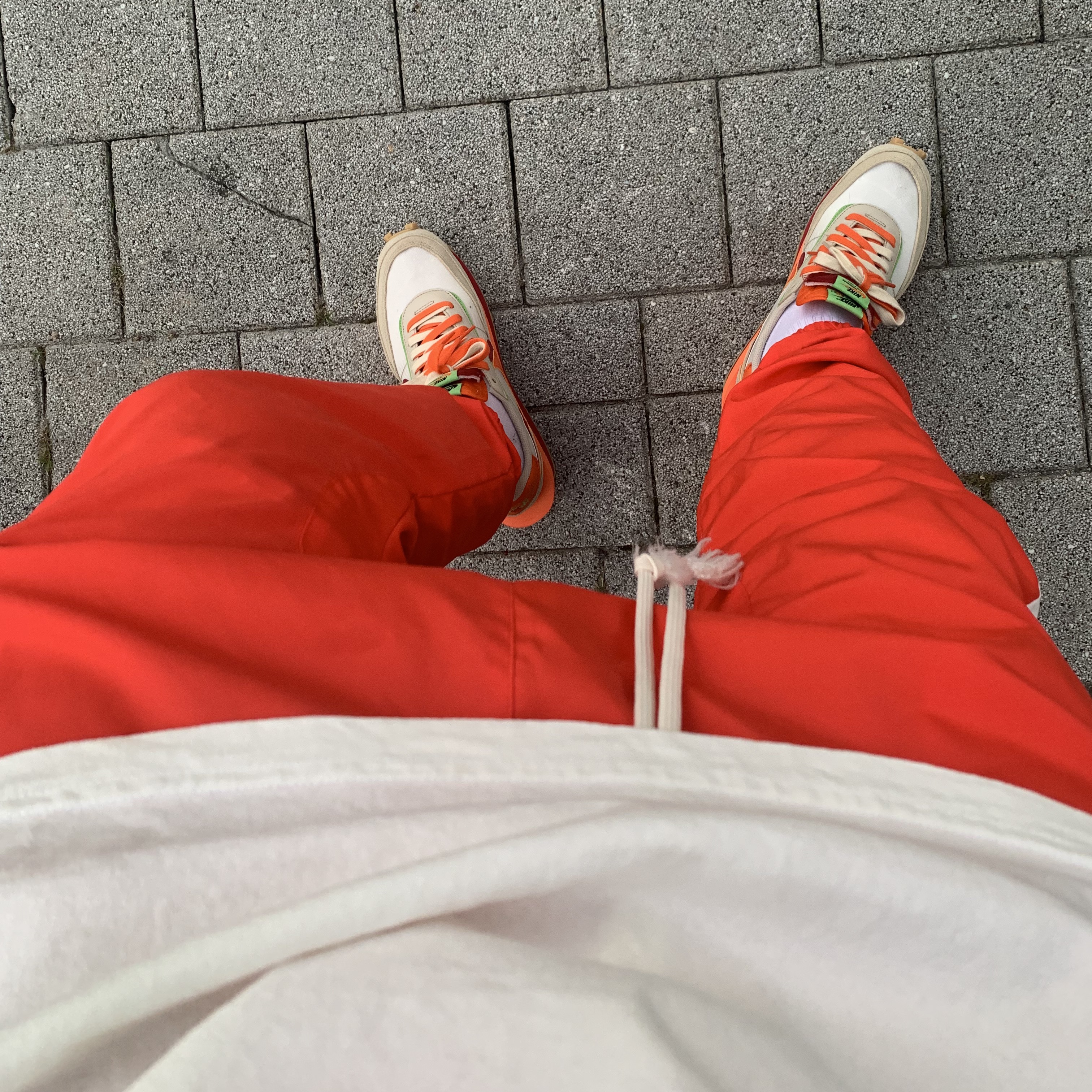Nike x Sacai x Clot LDWaffle Orange Blaze 착용 스타일