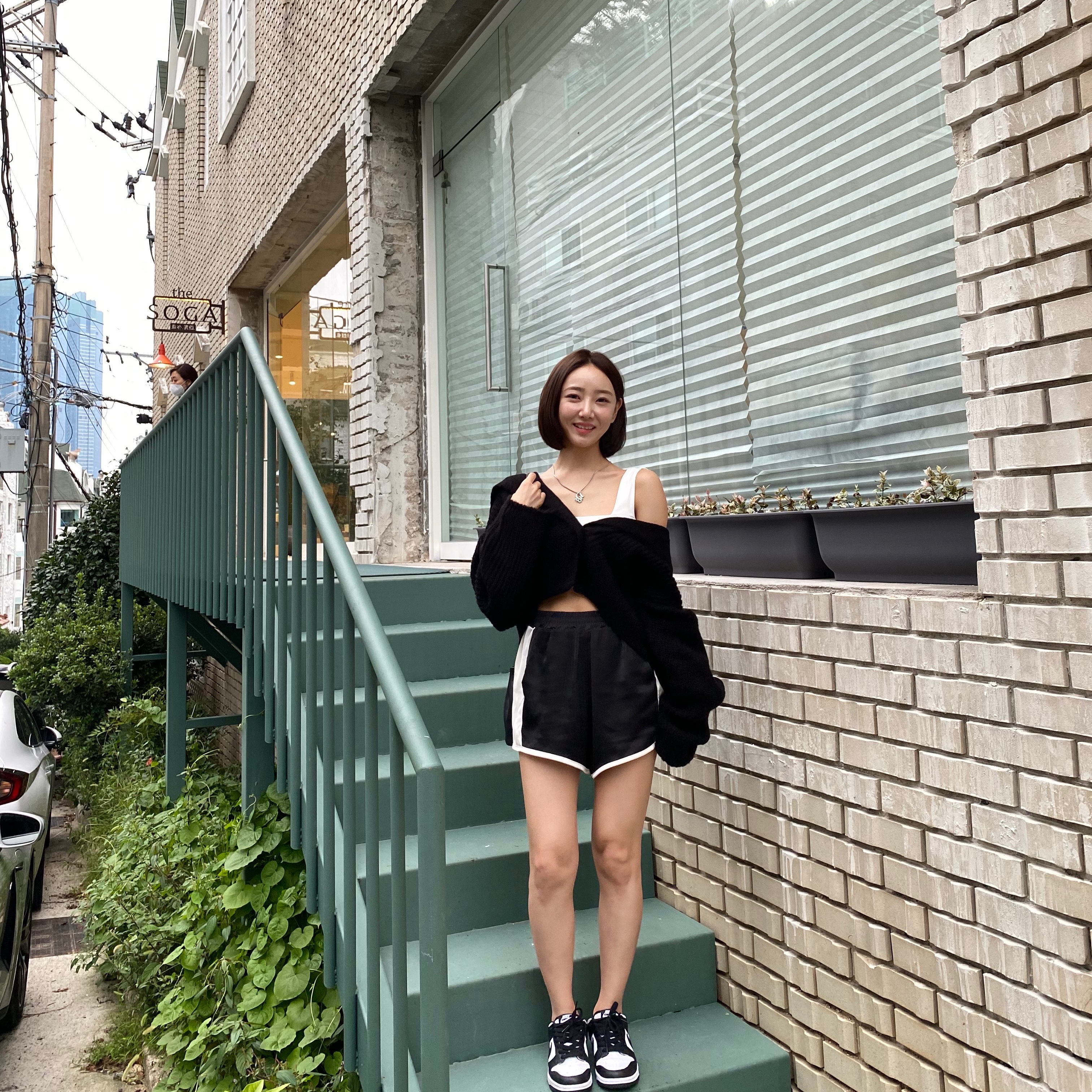 (GS) Nike Dunk Low Black, Nike Dunk Low Retro Black 착용 스타일 - 1