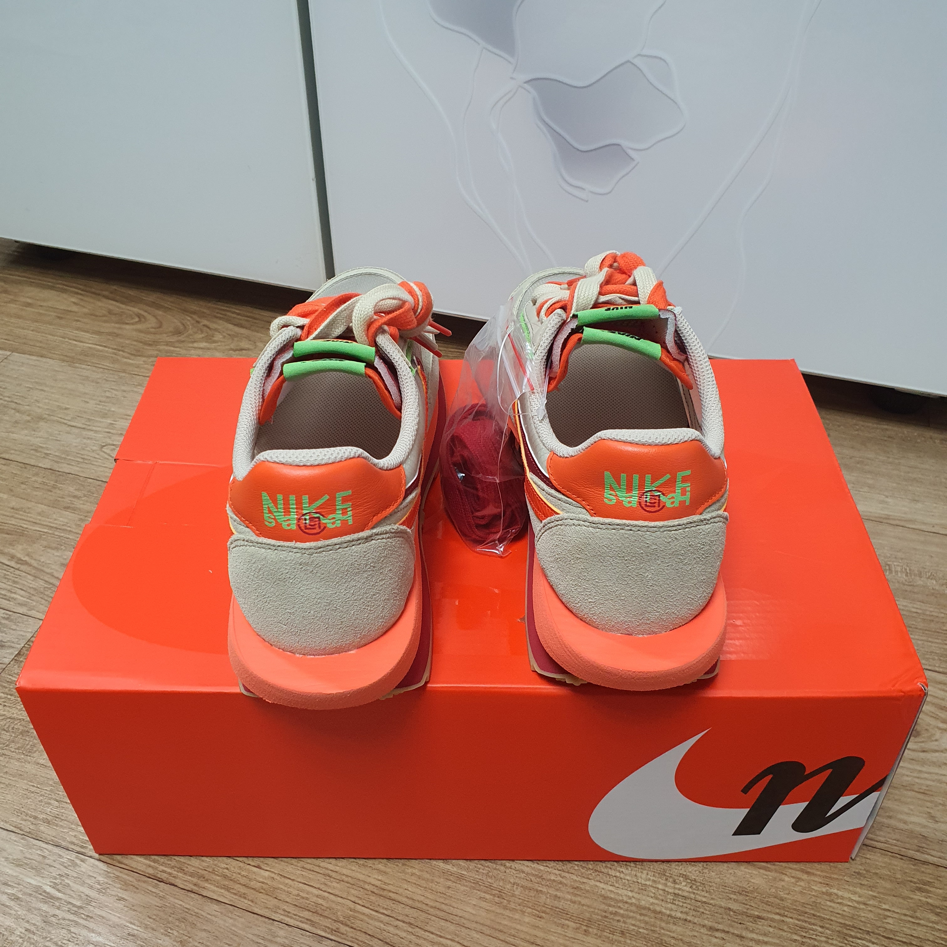 Nike x Sacai x Clot LDWaffle Orange Blaze 착용 스타일 - 4