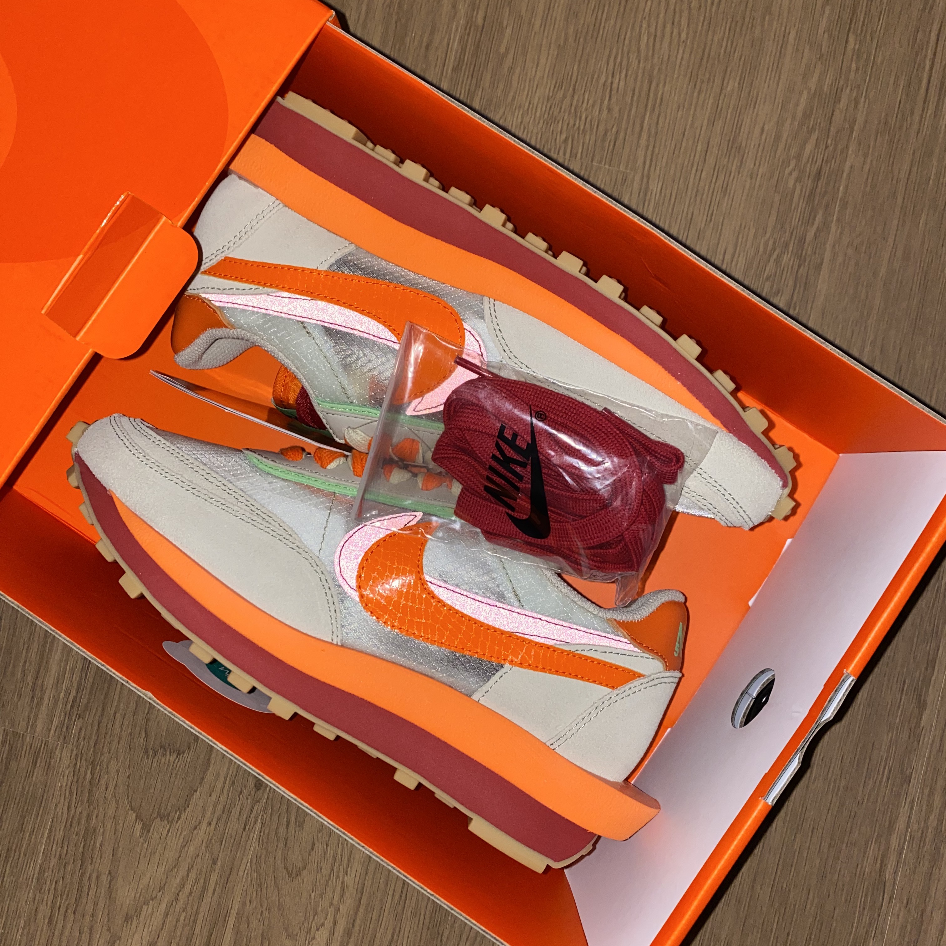 Nike x Sacai x Clot LDWaffle Orange Blaze 착용 스타일 - 2