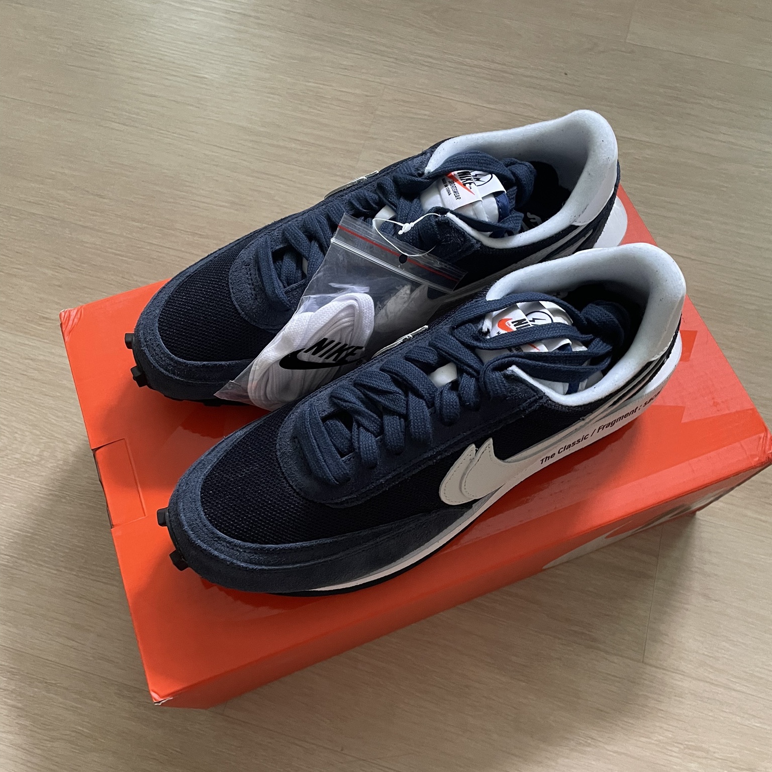 Nike x Sacai x Fragment LDWaffle Blackened Blue 착용 스타일 - 2