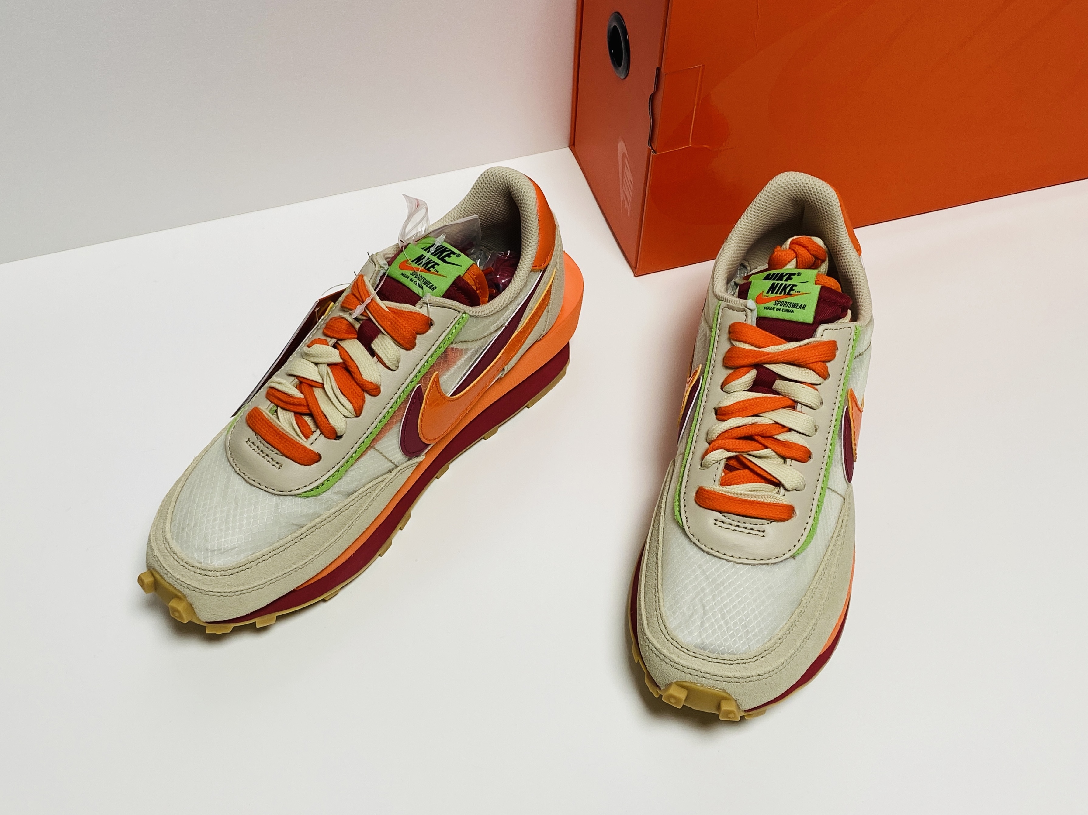 Nike x Sacai x Clot LDWaffle Orange Blaze 착용 스타일 - 2