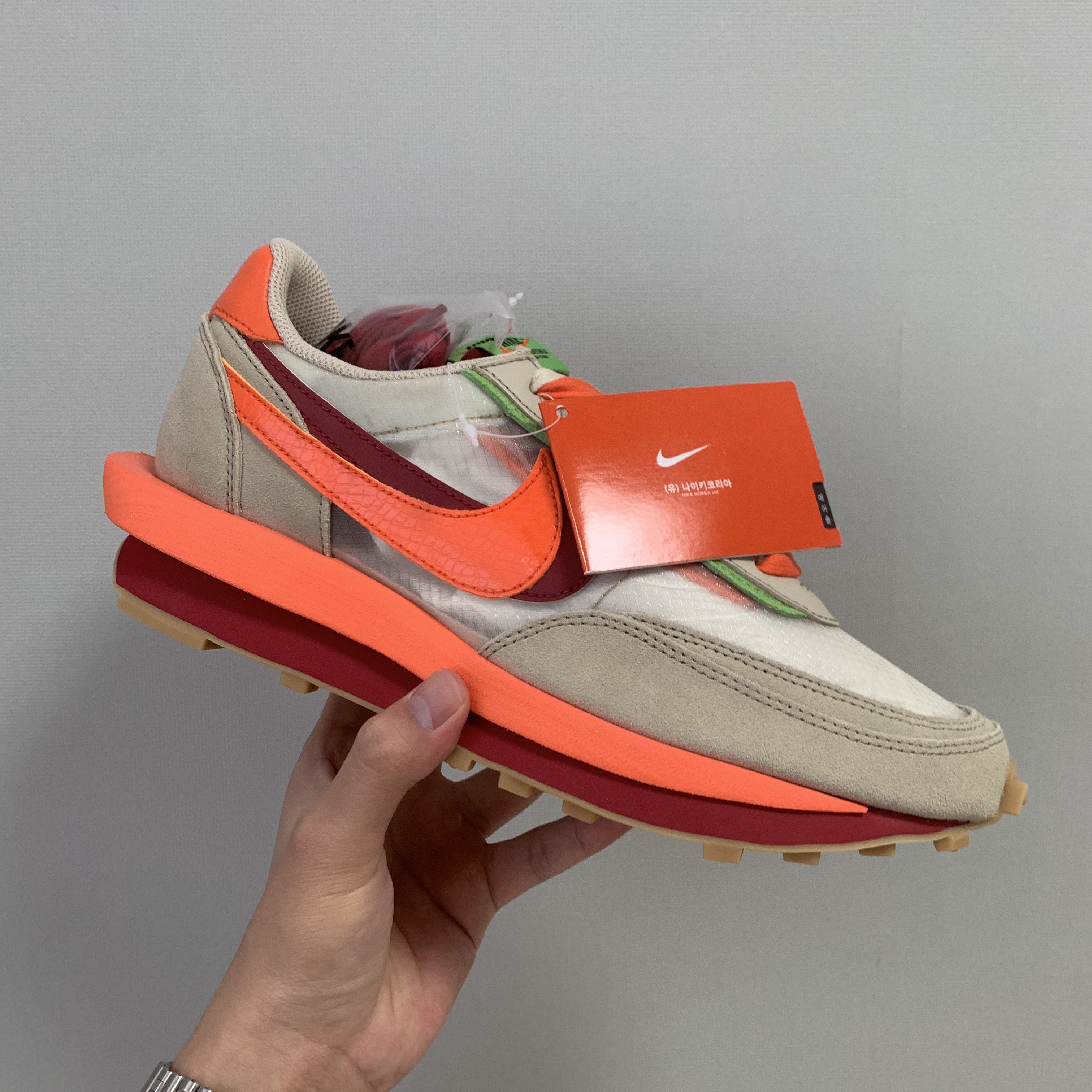 Nike x Sacai x Clot LDWaffle Orange Blaze 착용 스타일