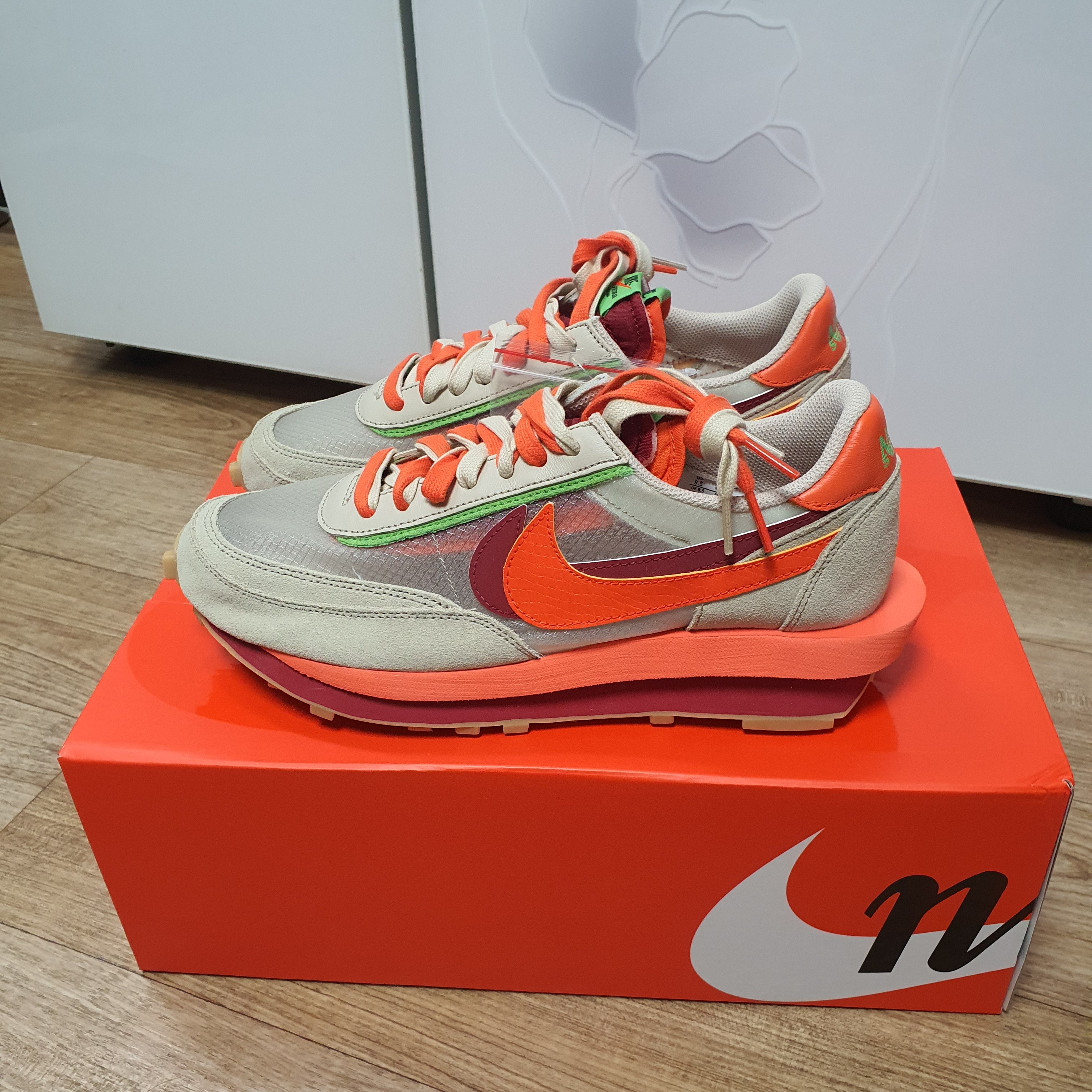 Nike x Sacai x Clot LDWaffle Orange Blaze 착용 스타일 - 2