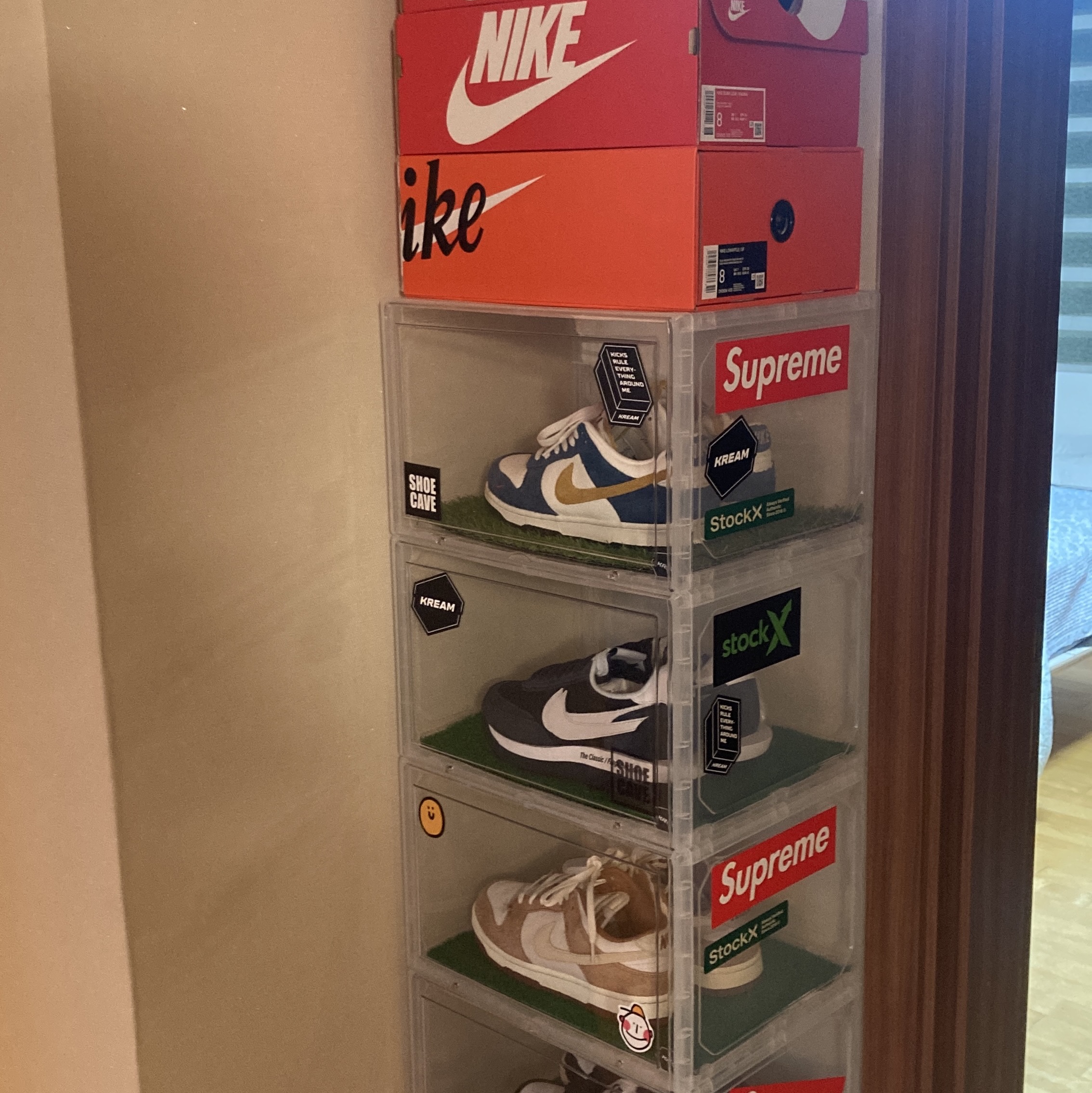 Nike x Kasina Dunk Low 80's Bus, Nike x Sacai x Fragment LDWaffle Blackened Blue 착용 스타일 - 1