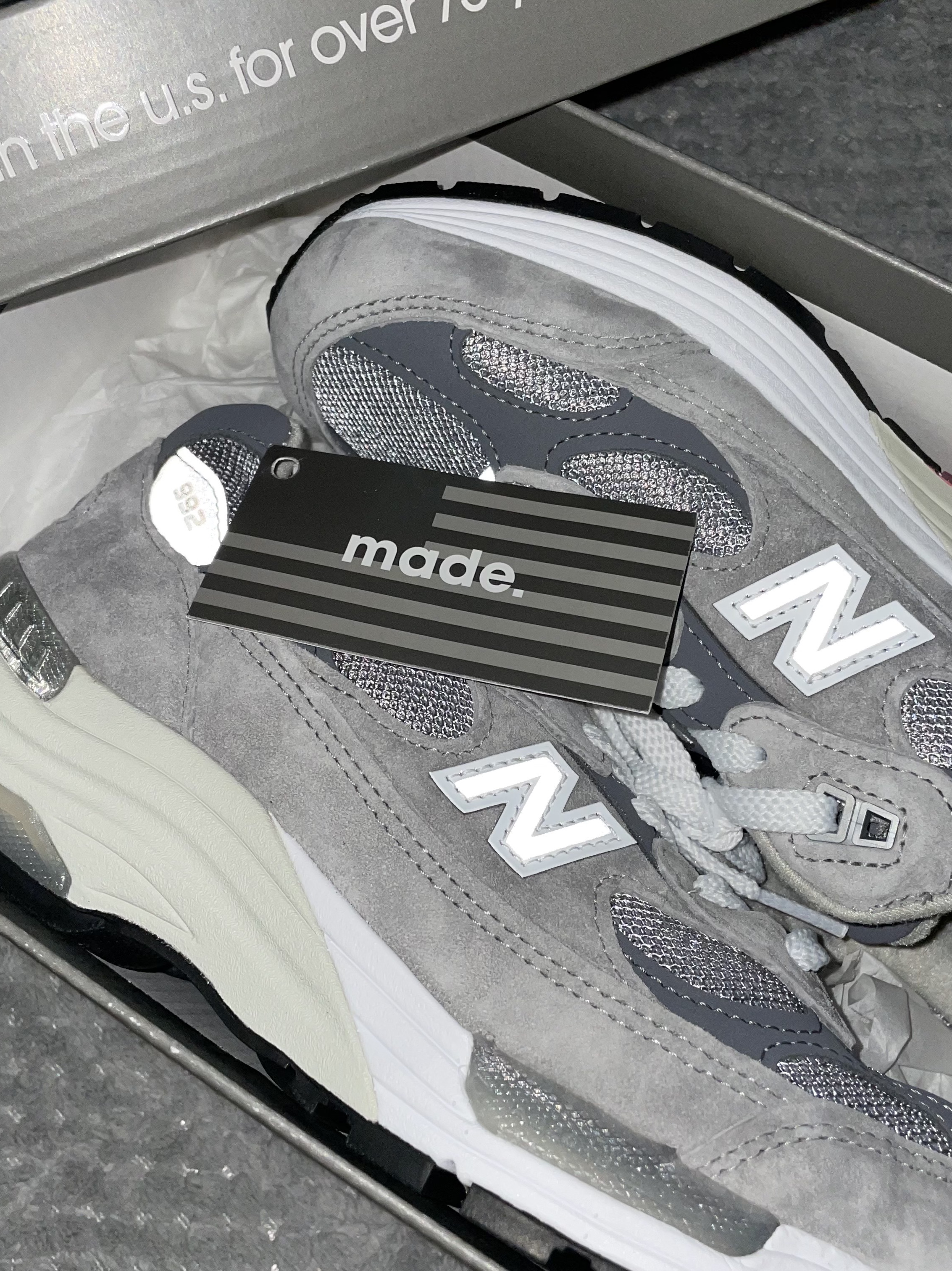 New Balance 992 Made in USA Grey - D Standard 착용 스타일 - 3