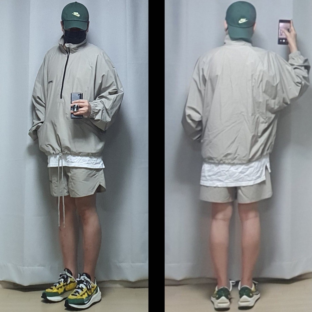 Essentials Track Jacket Moss - 20FW, Essentials Volley Shorts Moss - 20SS 착용 스타일 - 1