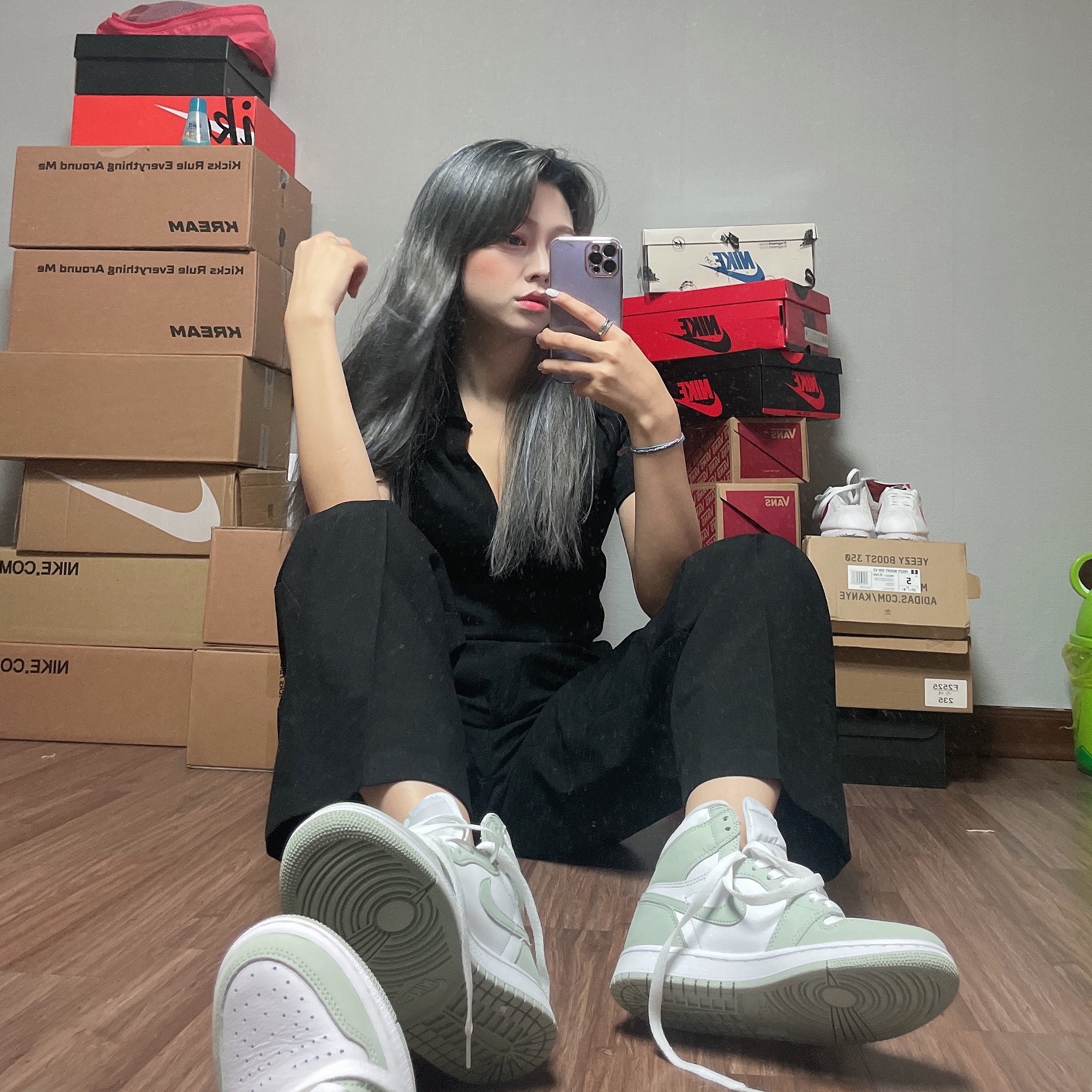 (W) Jordan 1 Retro High OG Seafoam 착용 스타일