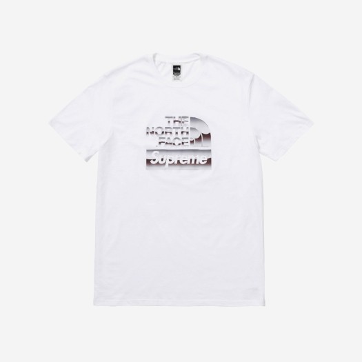 슈프림 x 노스페이스 메탈릭 로고 티셔츠 화이트 - 18SS