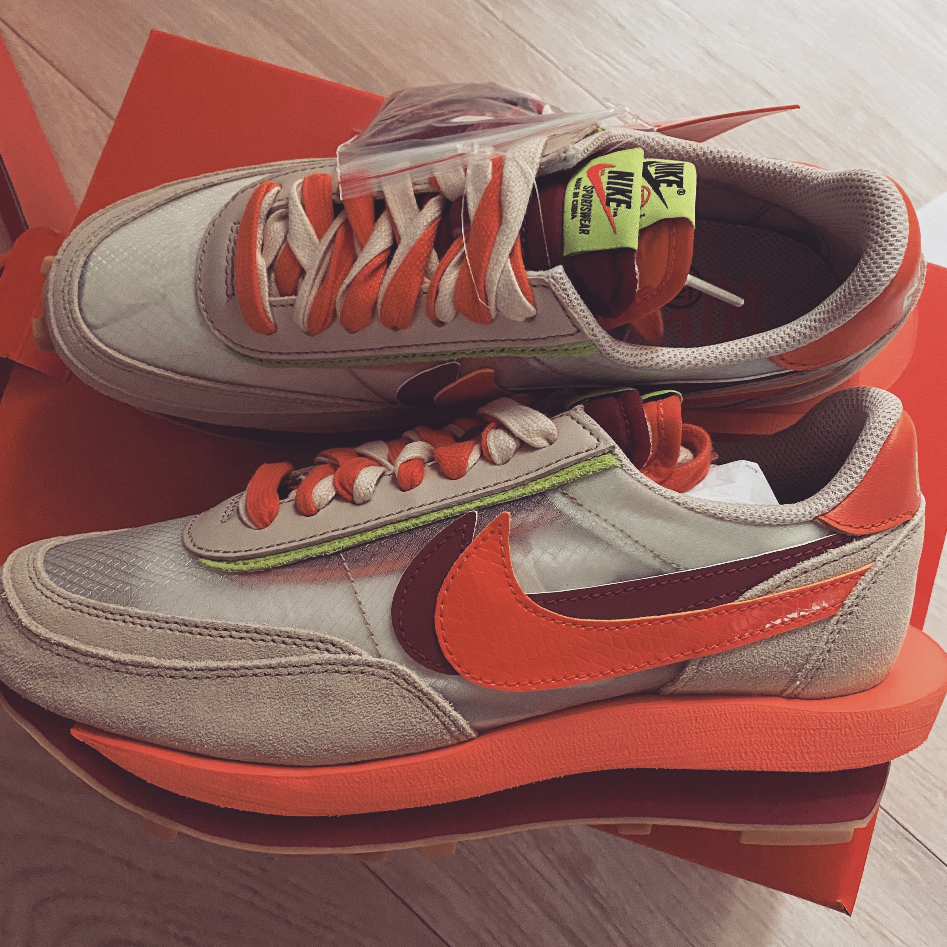 Nike x Sacai x Clot LDWaffle Orange Blaze 착용 스타일