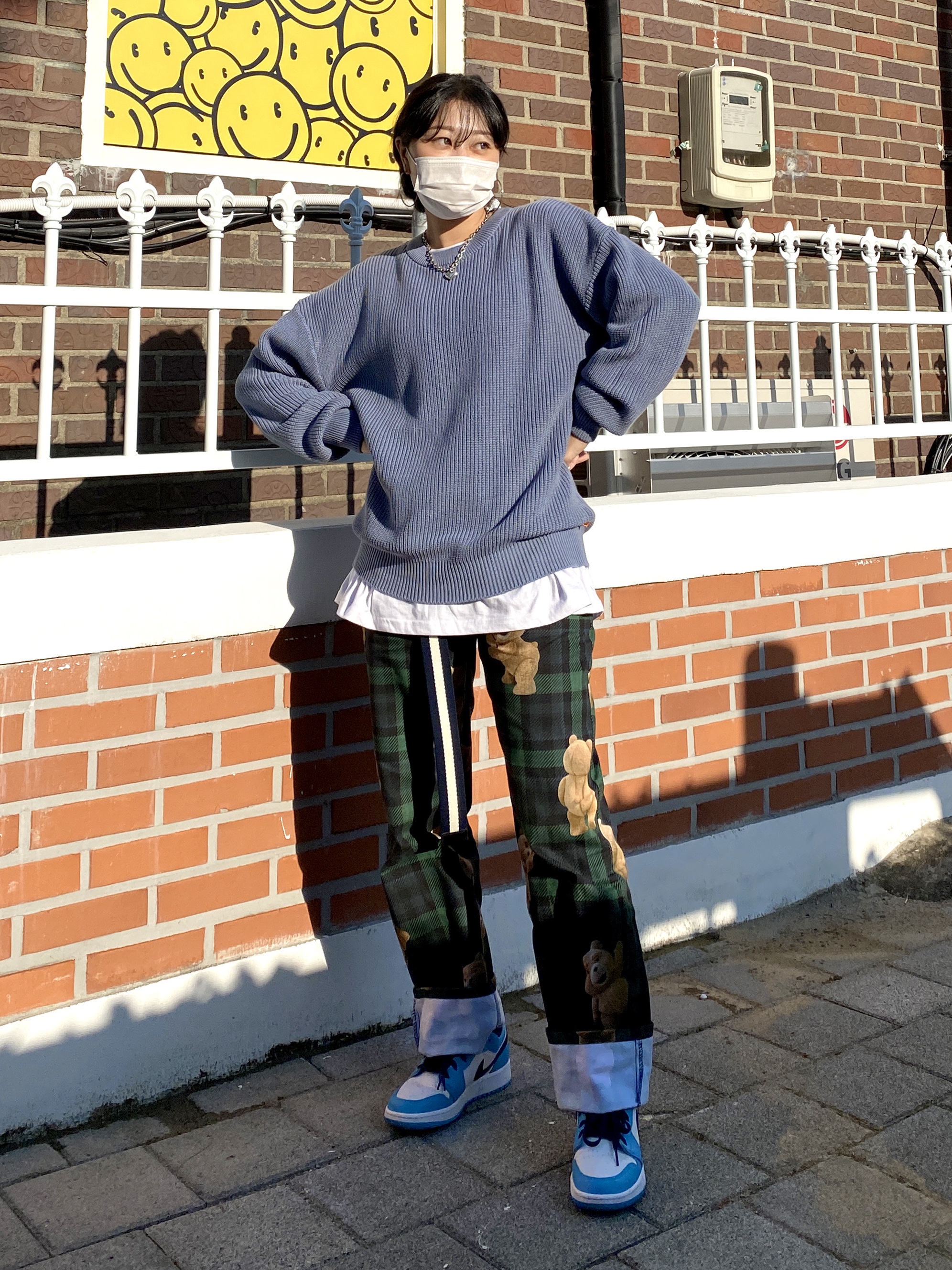 (GS) Jordan 1 Low Dark Powder Blue 착용 스타일 - 1