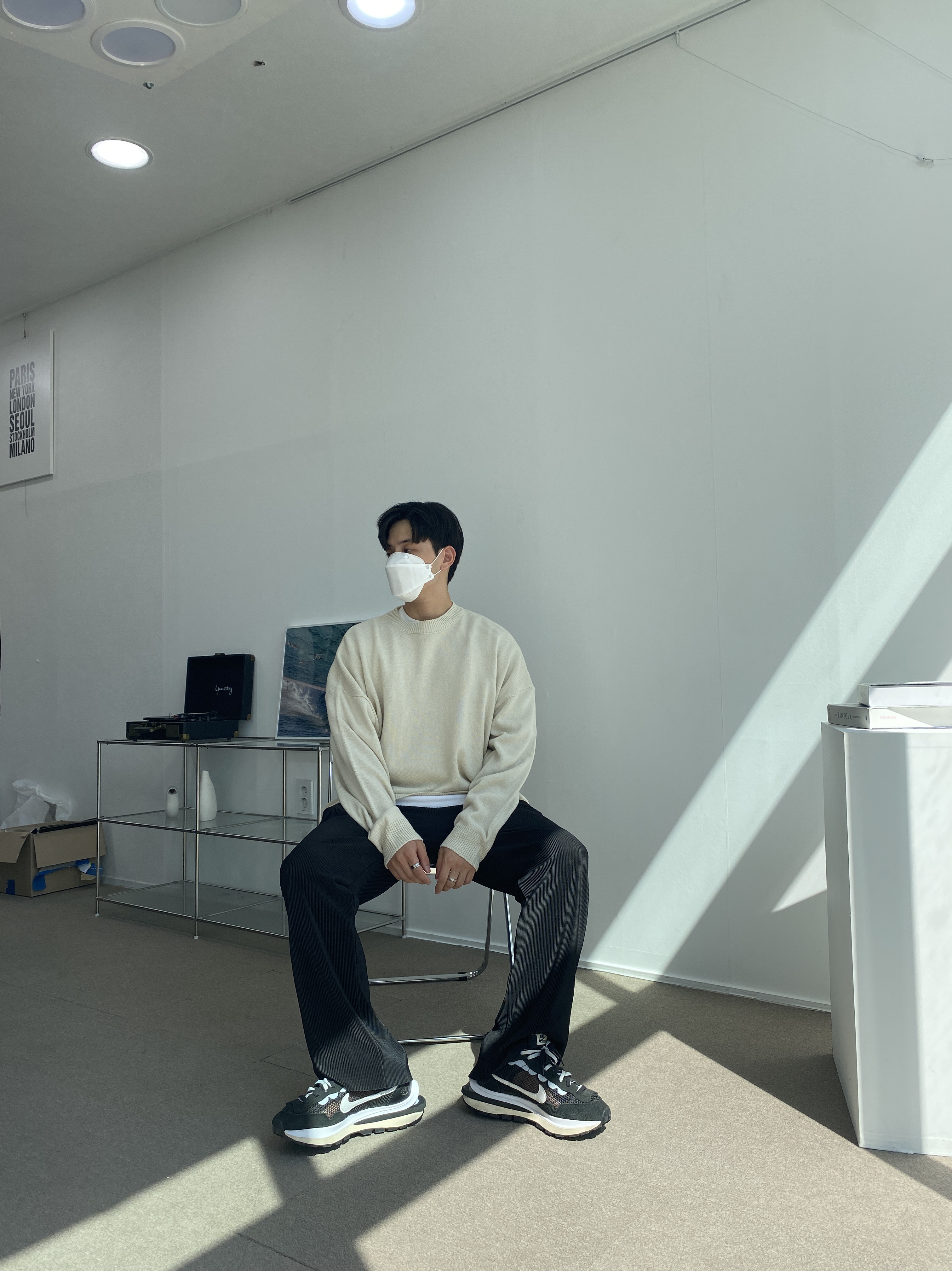 Nike x Sacai VaporWaffle Black White 착용 스타일 - 1