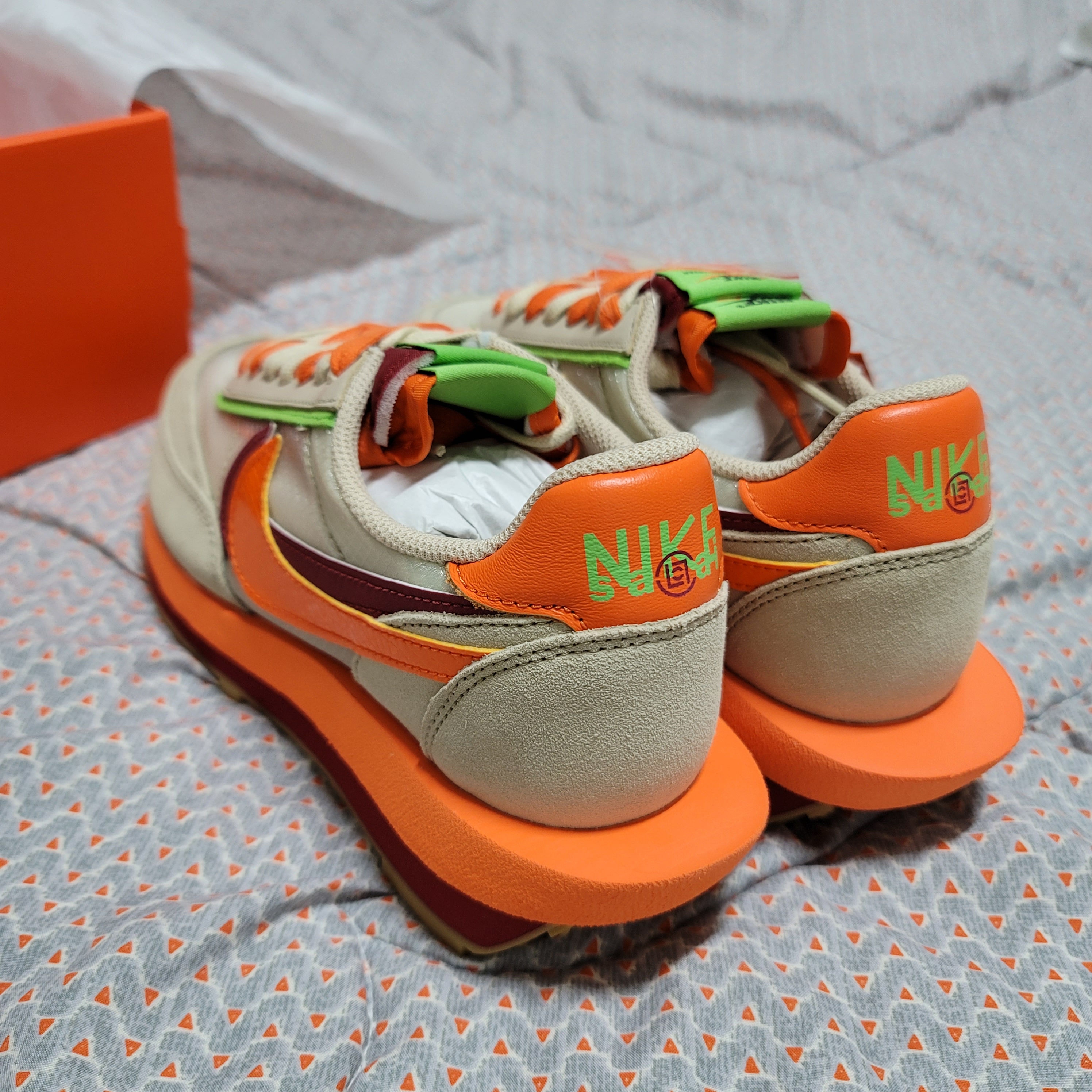 Nike x Sacai x Clot LDWaffle Orange Blaze 착용 스타일 - 2