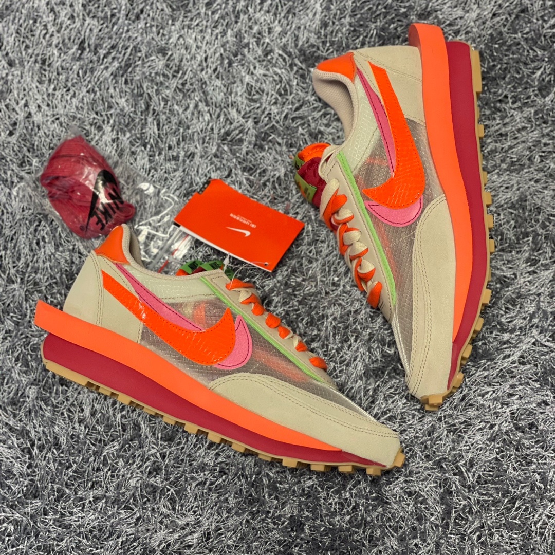 Nike x Sacai x Clot LDWaffle Orange Blaze 착용 스타일 - 2