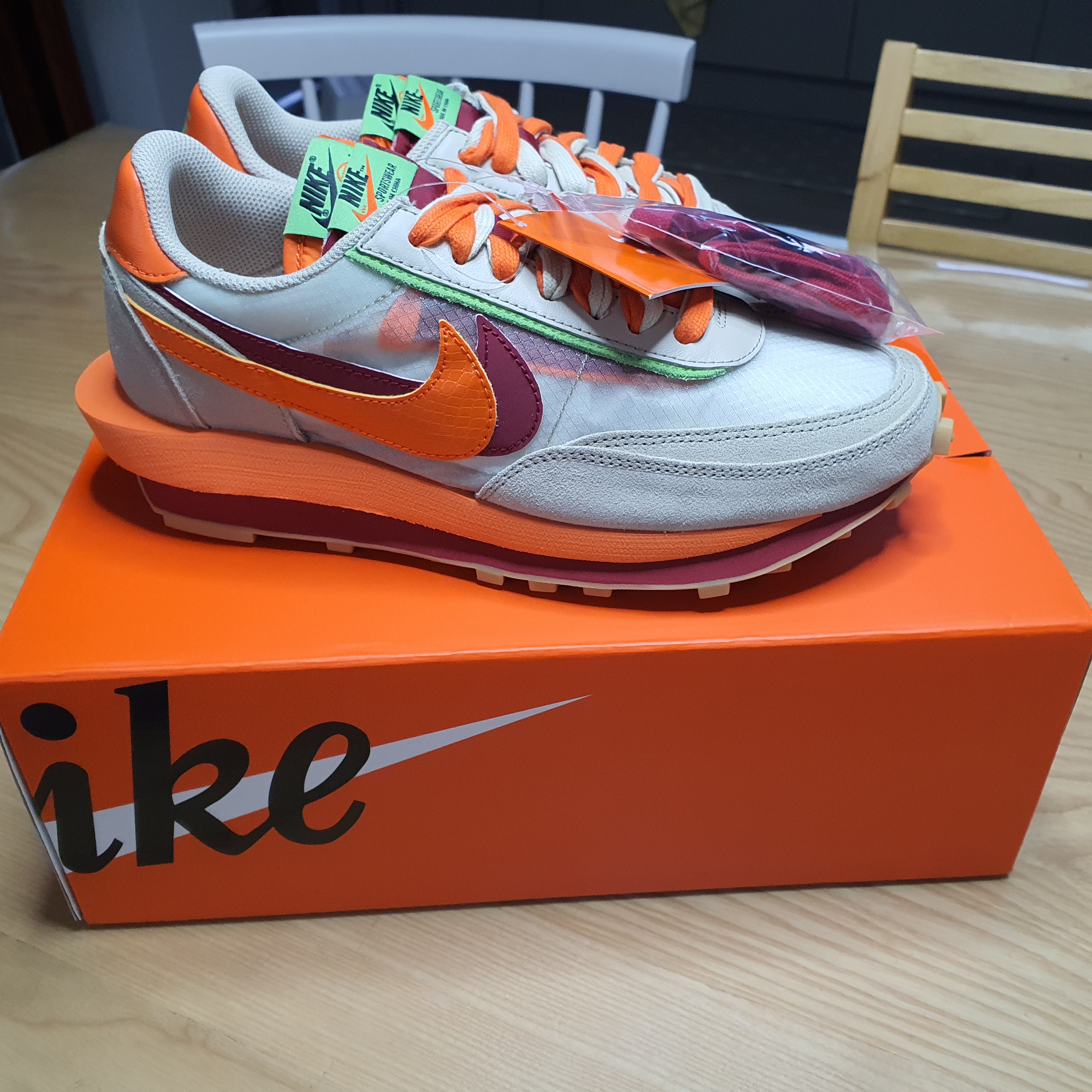 Nike x Sacai x Clot LDWaffle Orange Blaze 착용 스타일 - 2
