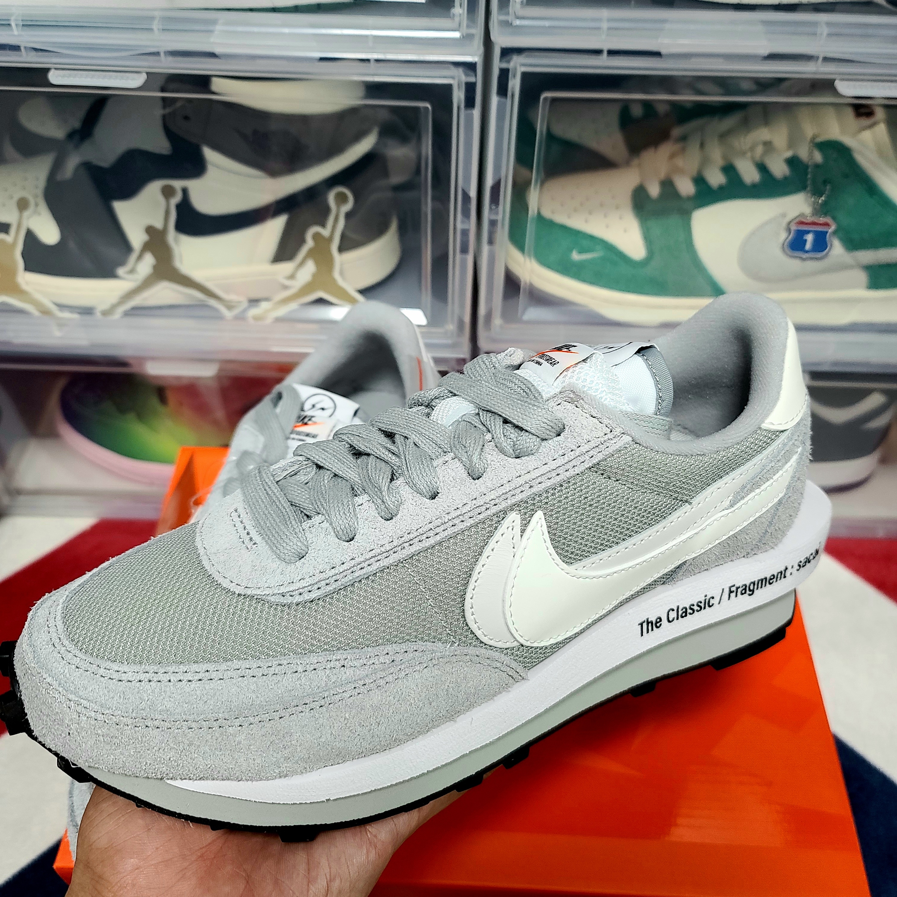 Nike x Sacai x Fragment LDWaffle Light Smoke Grey 착용 스타일 - 2