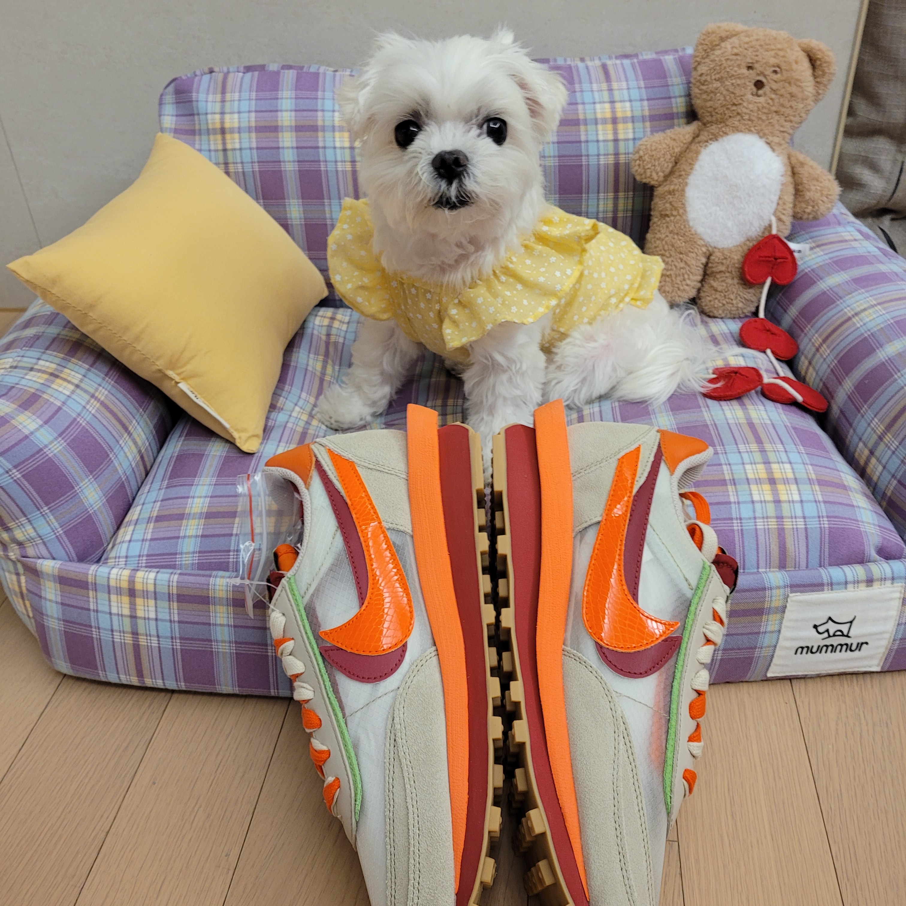 Nike x Sacai x Clot LDWaffle Orange Blaze 착용 스타일 - 2