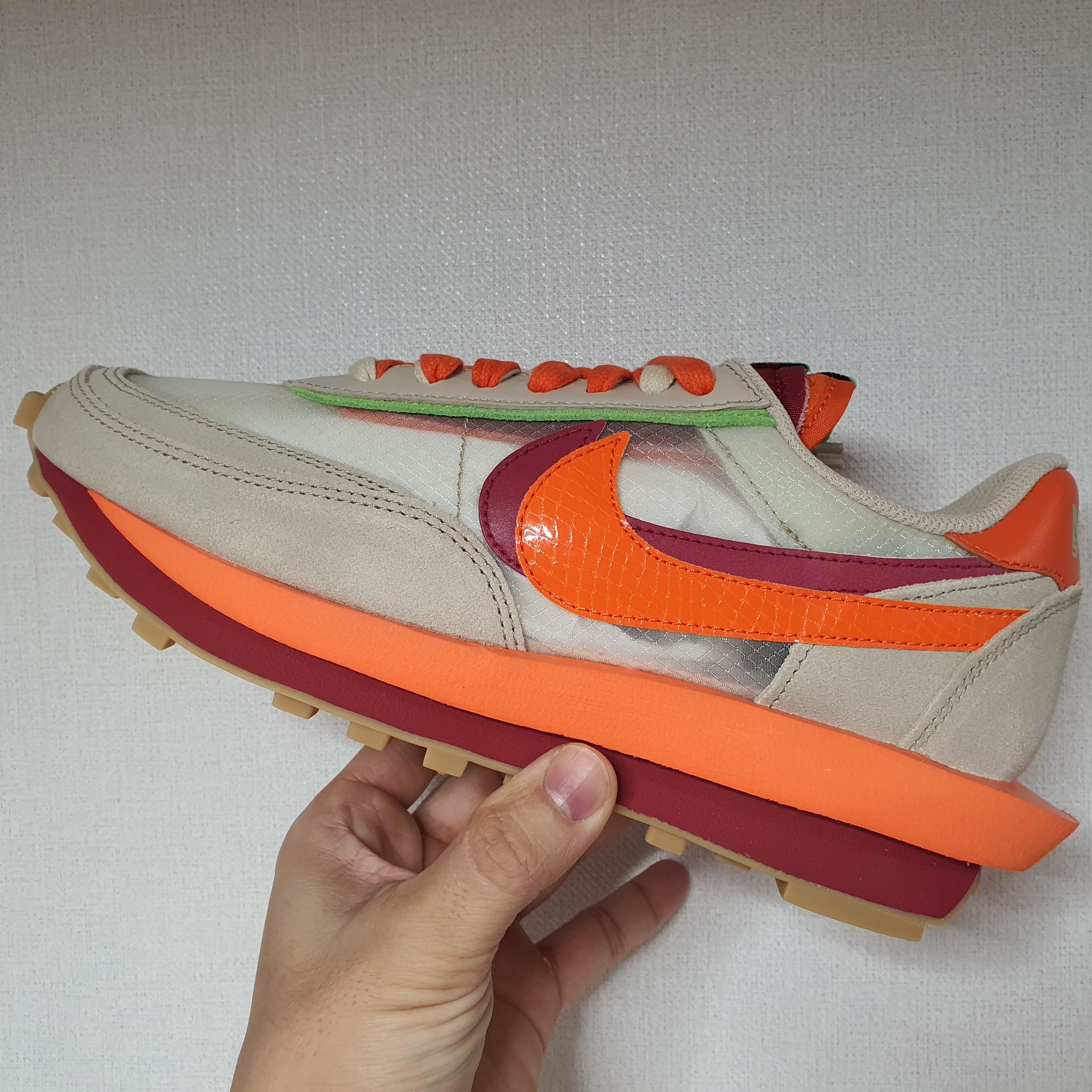 Nike x Sacai x Clot LDWaffle Orange Blaze 착용 스타일 - 1
