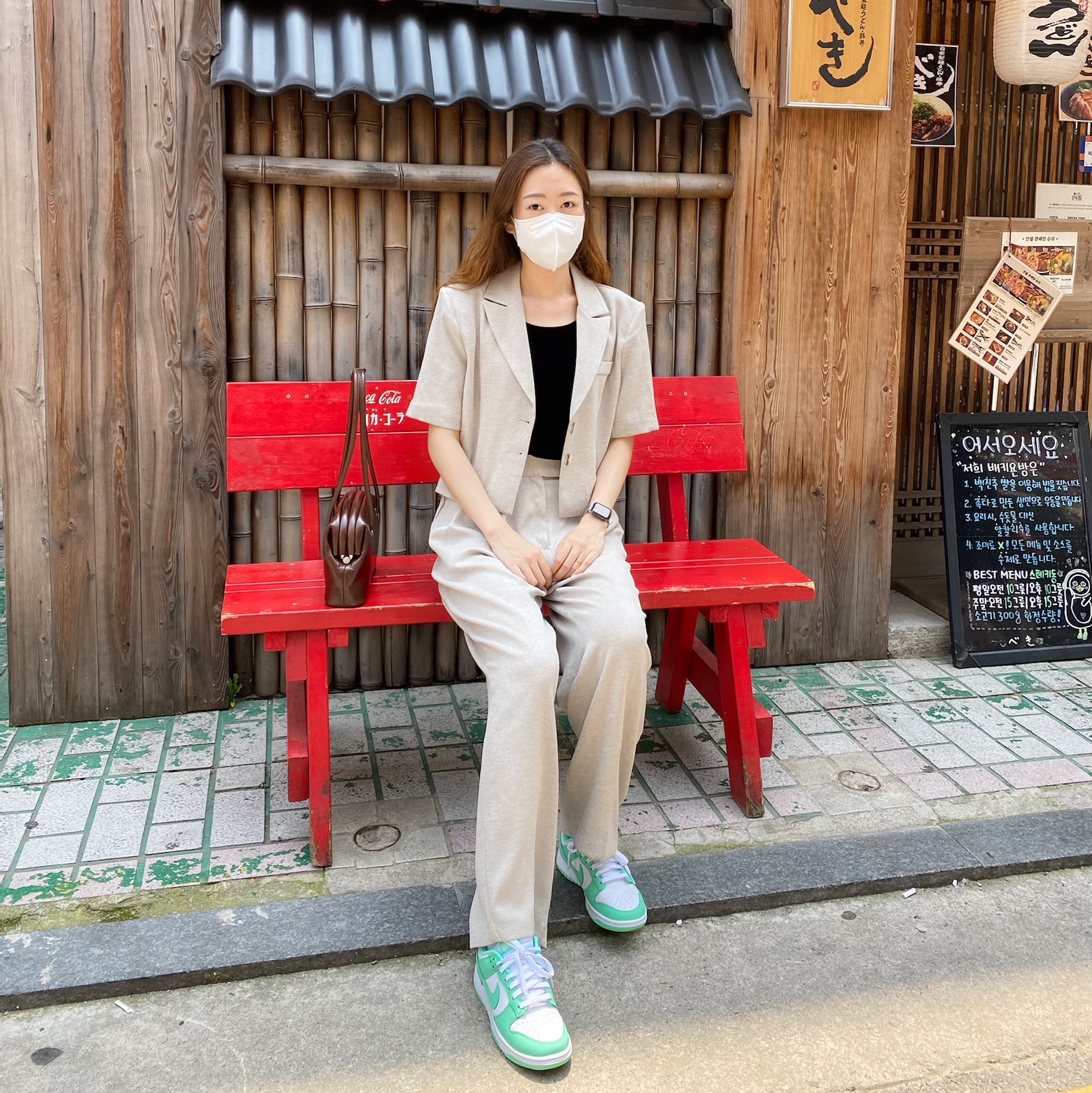 (W) Nike Dunk Low Green Glow 착용 스타일