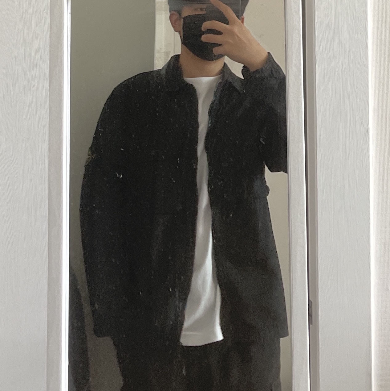 Stone Island 113WN T.CO+OLD Overshirt Black - 21FW 착용 스타일