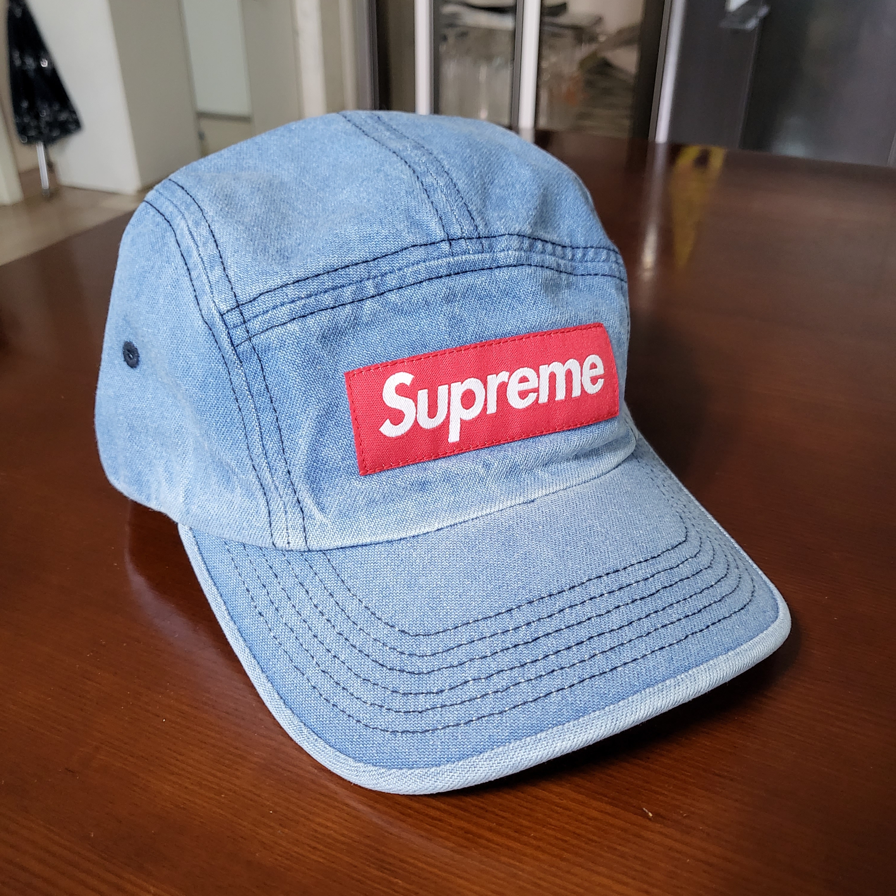 Supreme Washed Chino Twill Camp Cap Denim - 21FW 착용 스타일
