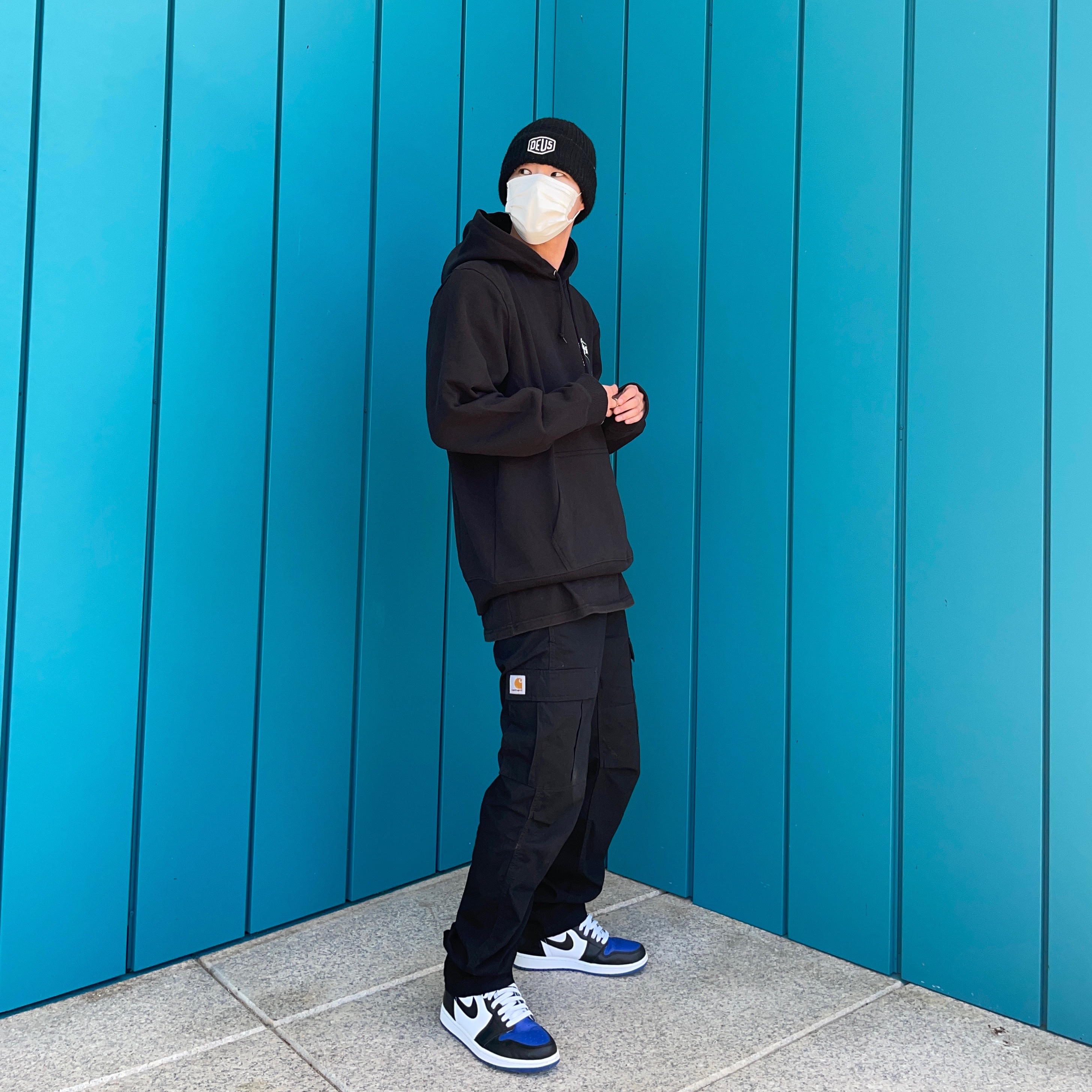 Jordan 1 Retro High OG Royal Toe, Stussy 8 Ball Hoodie Black - 21FW 착용 스타일