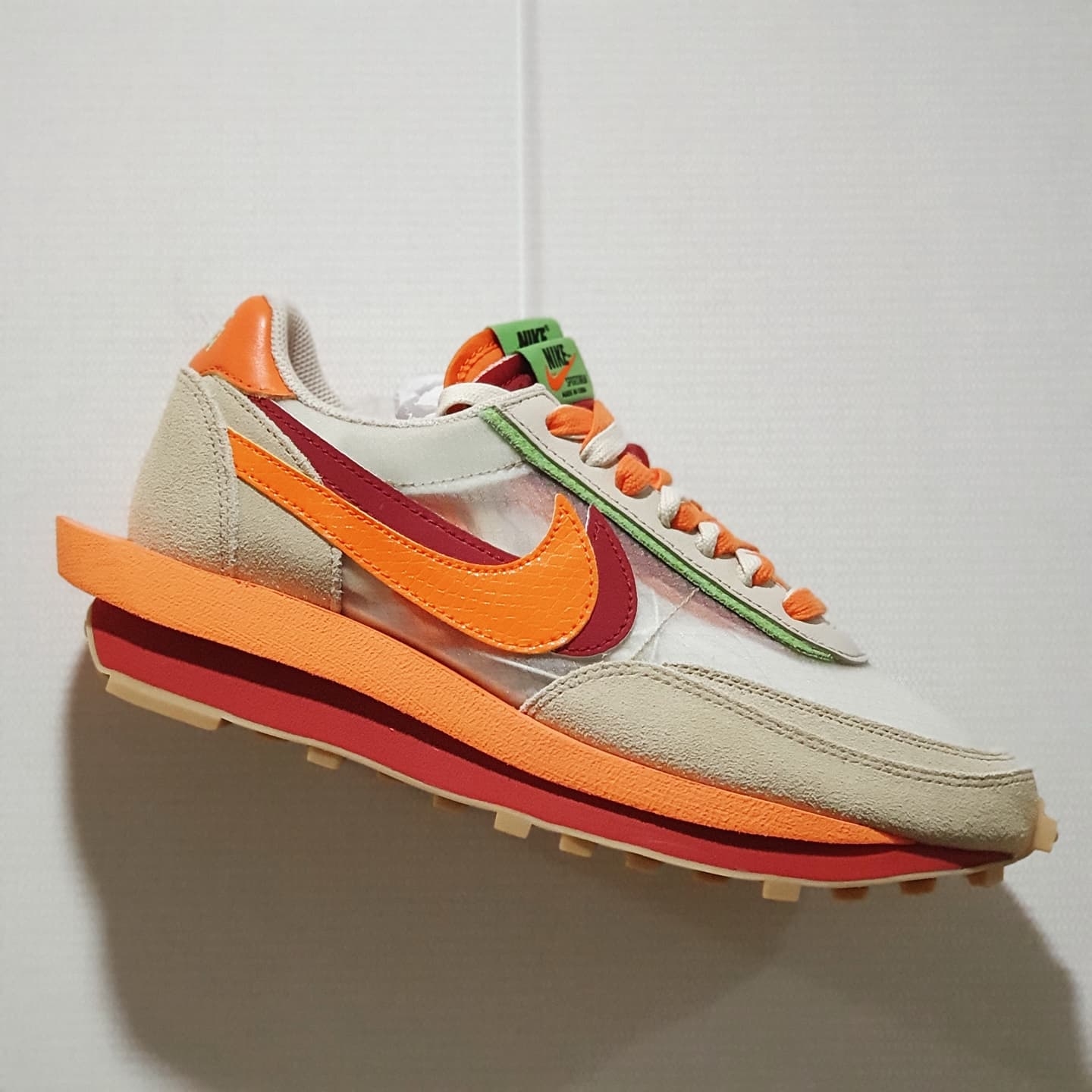 Nike x Sacai x Clot LDWaffle Orange Blaze 착용 스타일 - 2