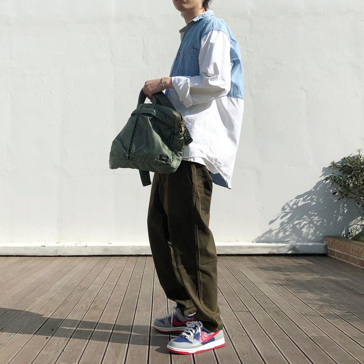 Nike Dunk Low SP Samba 2020, Porter Tanker 2Way Briefcase Sage Green 착용 스타일 - 1