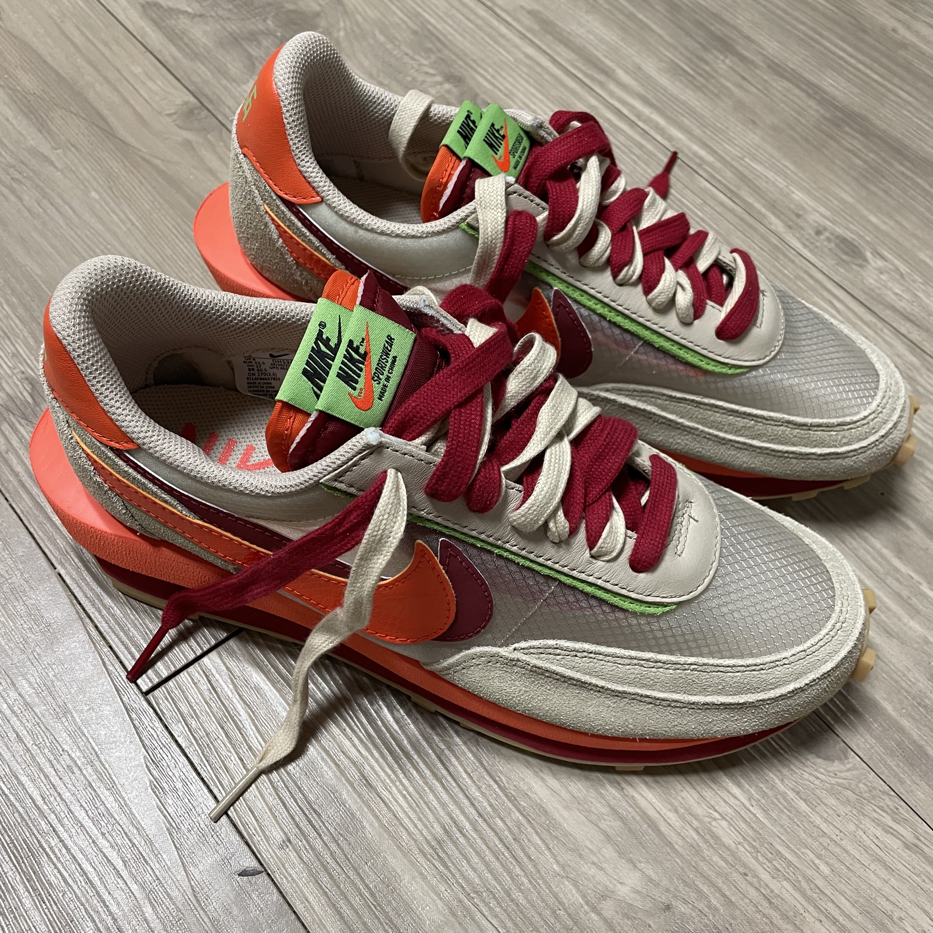 Nike x Sacai x Clot LDWaffle Orange Blaze 착용 스타일 - 1
