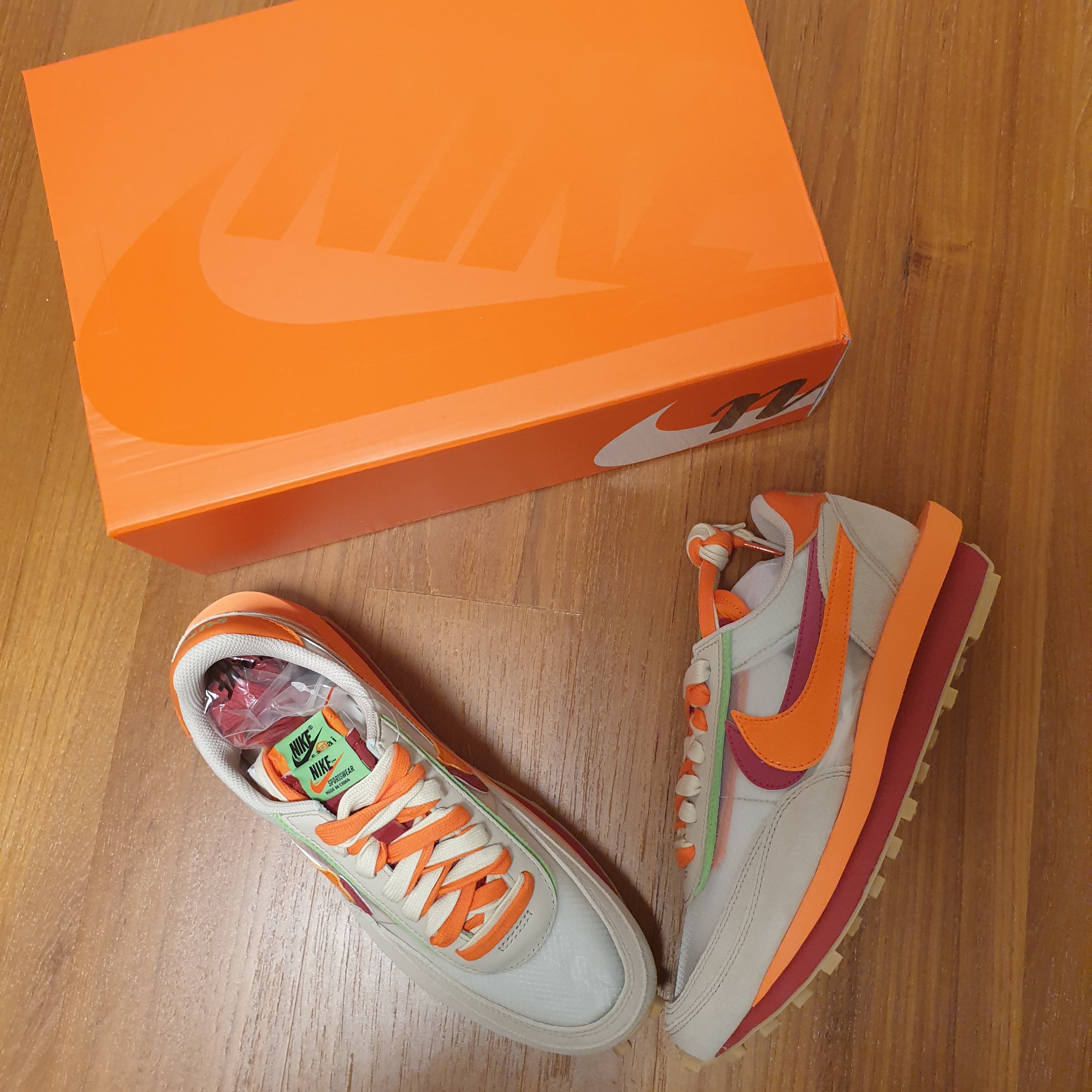 Nike x Sacai x Clot LDWaffle Orange Blaze 착용 스타일 - 2