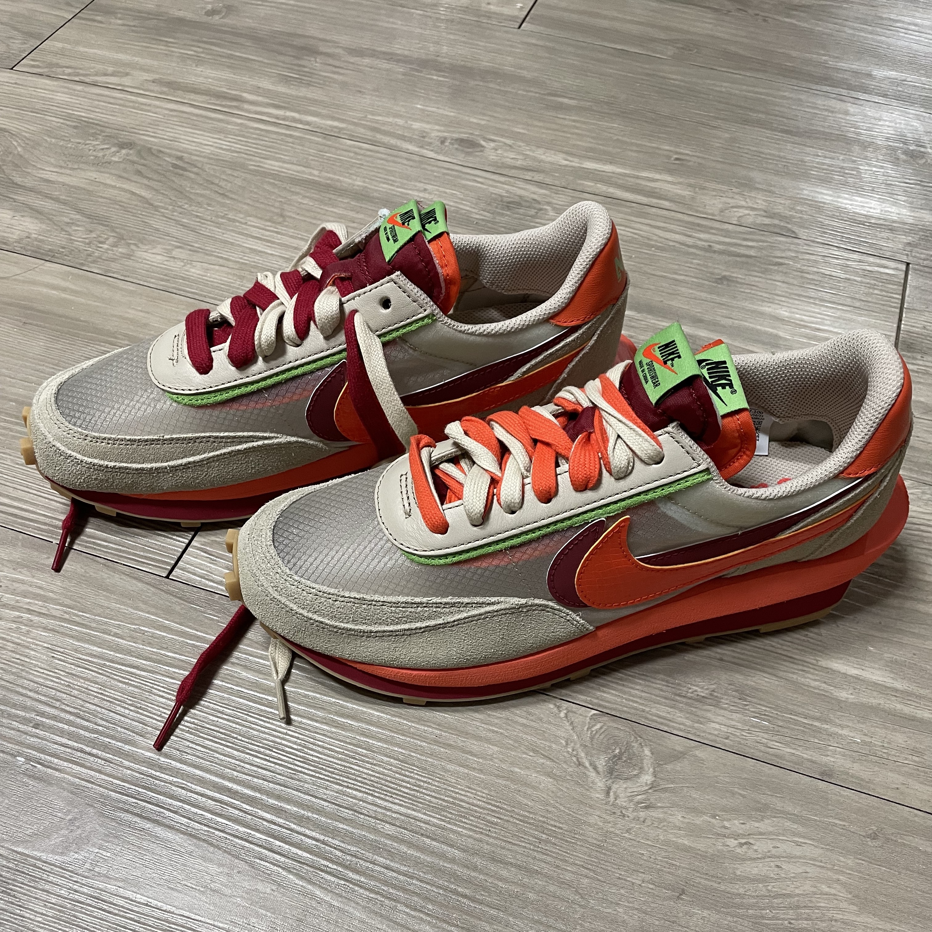 Nike x Sacai x Clot LDWaffle Orange Blaze 착용 스타일 - 2