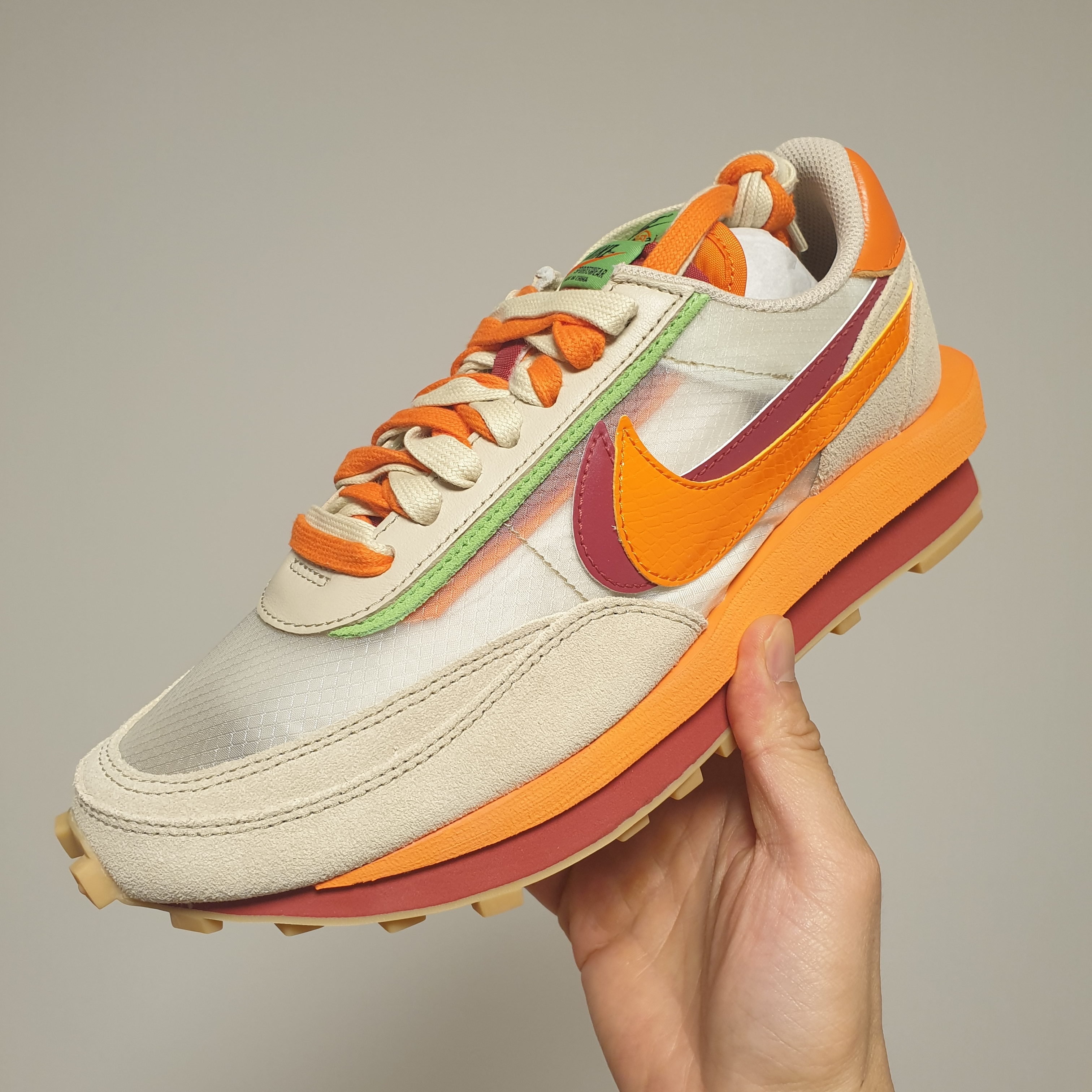 Nike x Sacai x Clot LDWaffle Orange Blaze 착용 스타일 - 1