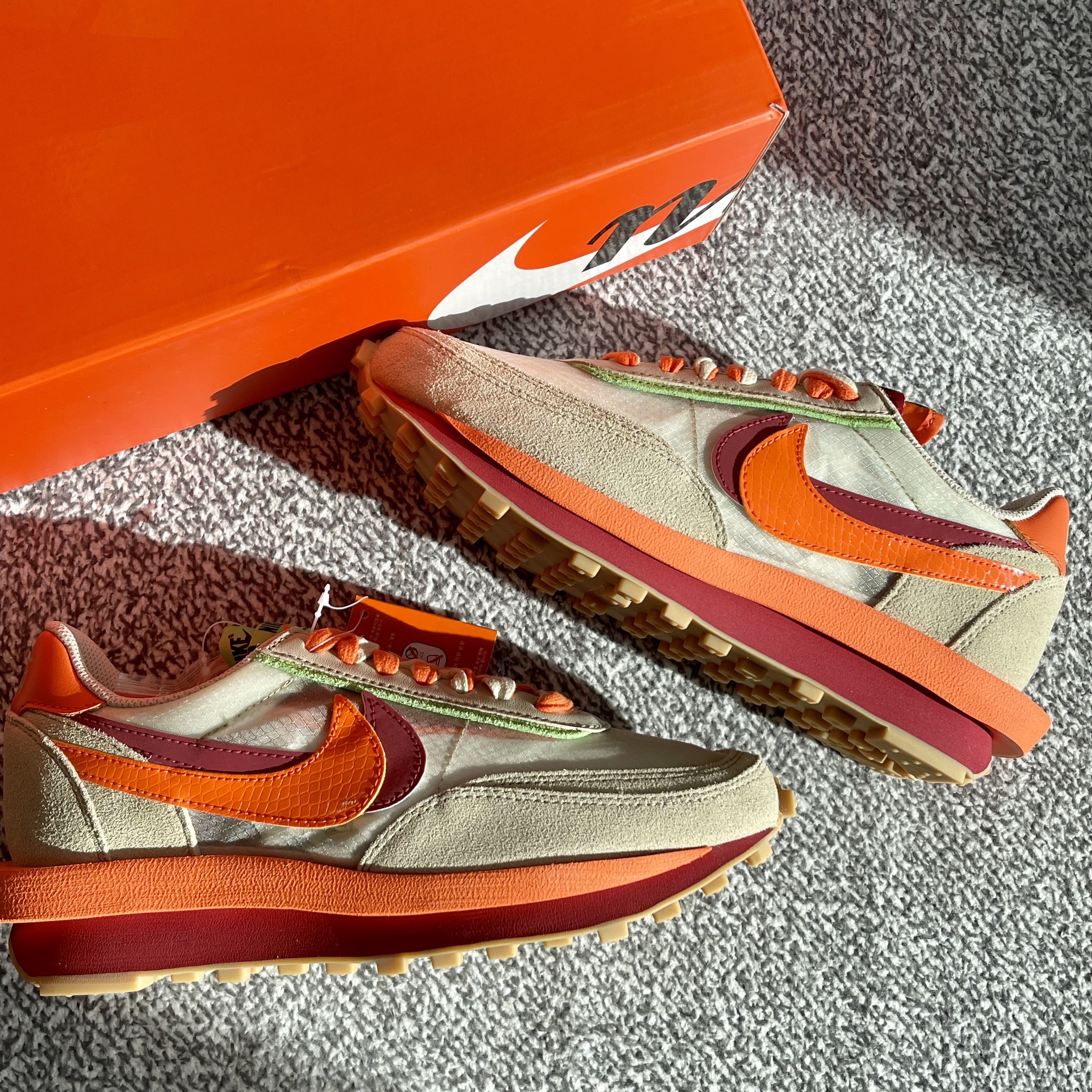 Nike x Sacai x Clot LDWaffle Orange Blaze 착용 스타일