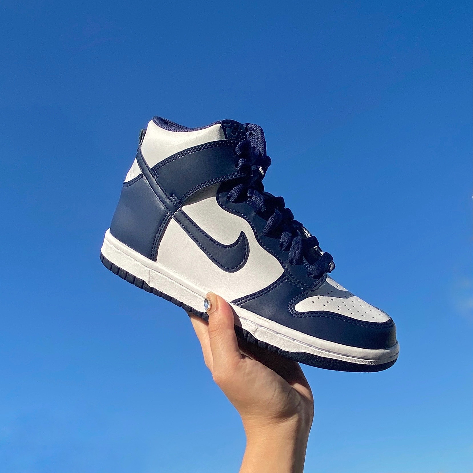 (GS) Nike Dunk High Championship Navy 착용 스타일 - 1