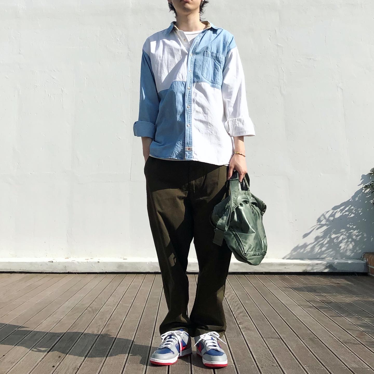 Nike Dunk Low SP Samba 2020, Porter Tanker 2Way Briefcase Sage Green 착용 스타일 - 3