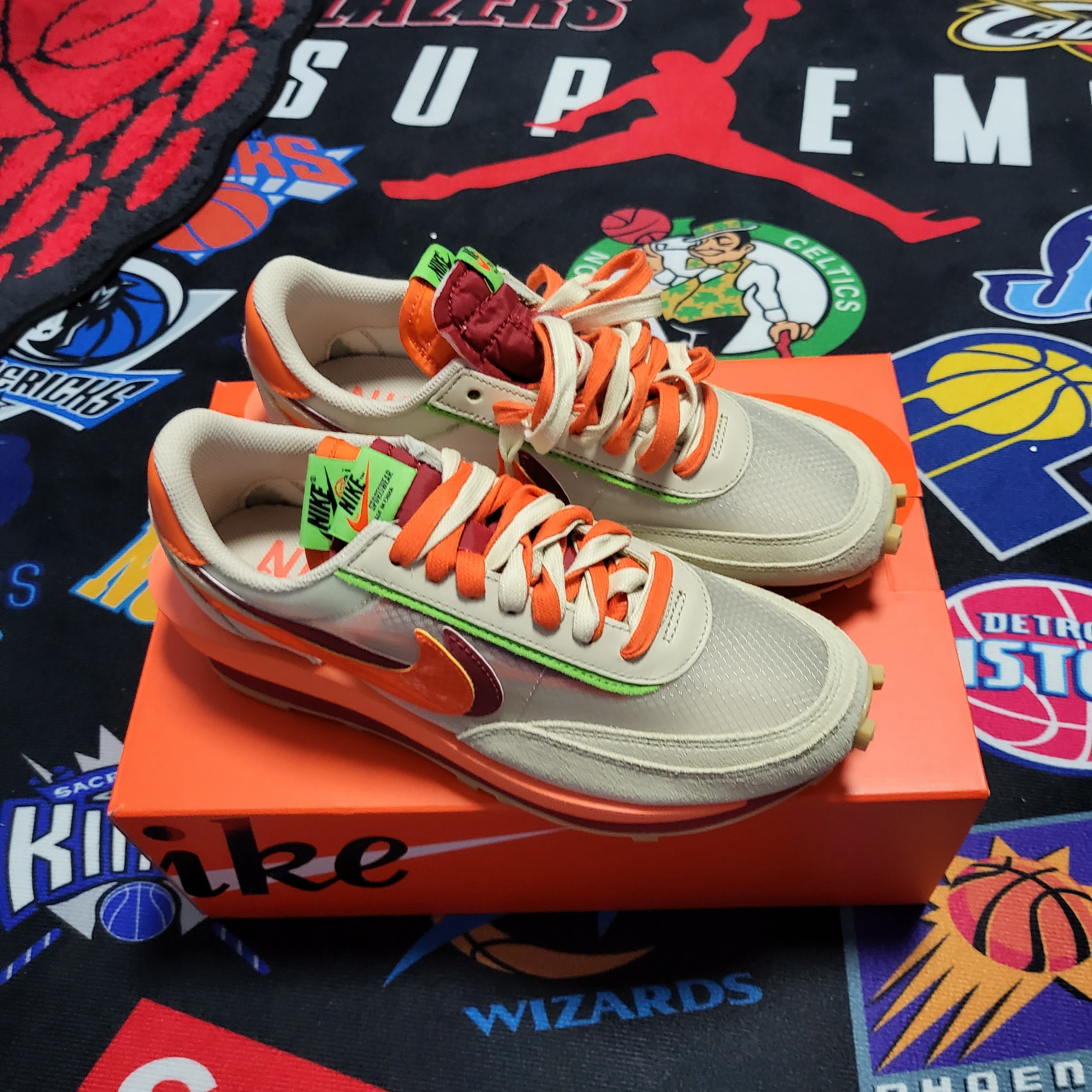 Nike x Sacai x Clot LDWaffle Orange Blaze 착용 스타일