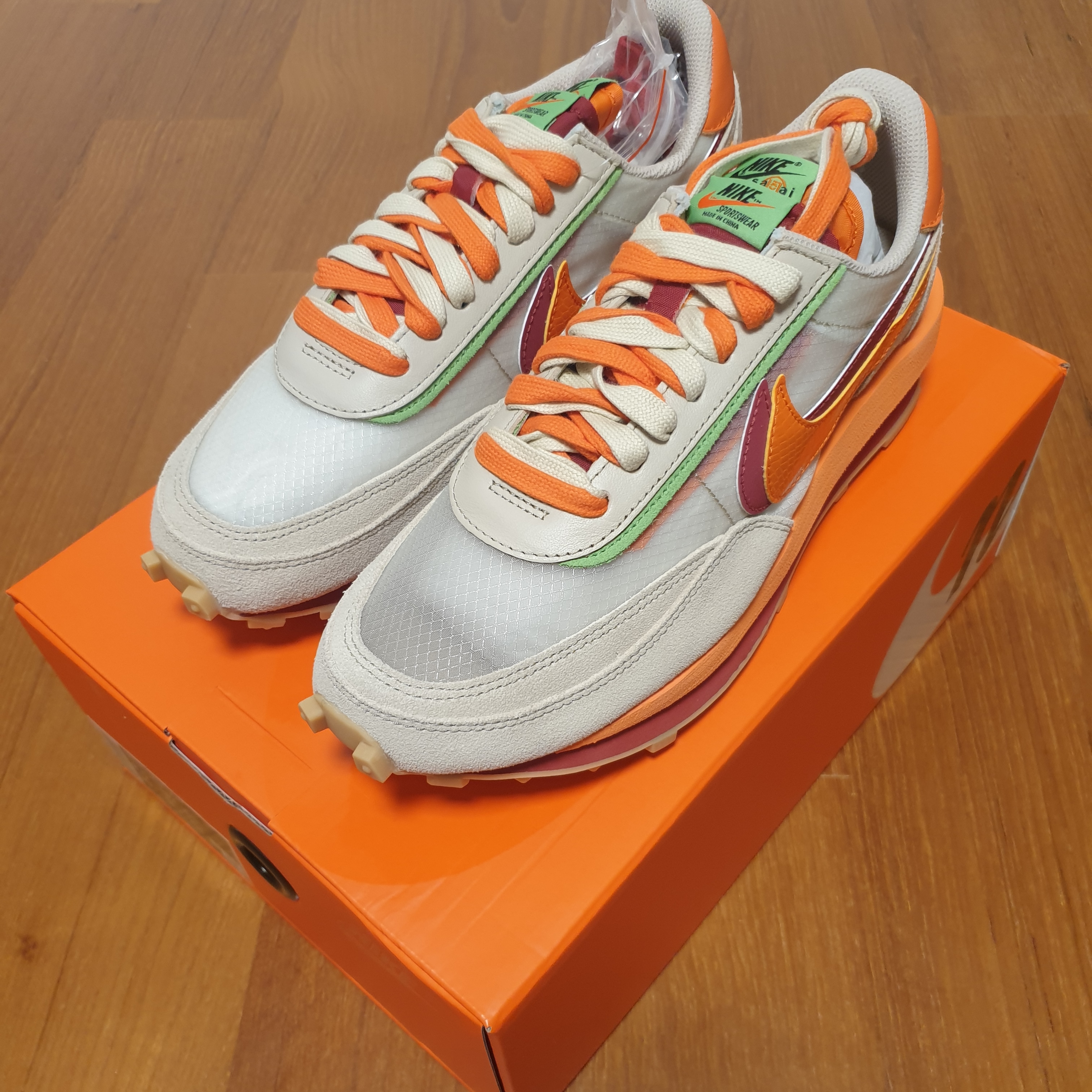 Nike x Sacai x Clot LDWaffle Orange Blaze 착용 스타일 - 3