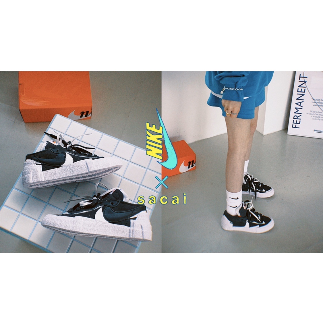 Nike x Sacai Blazer Low Iron Grey 착용 스타일