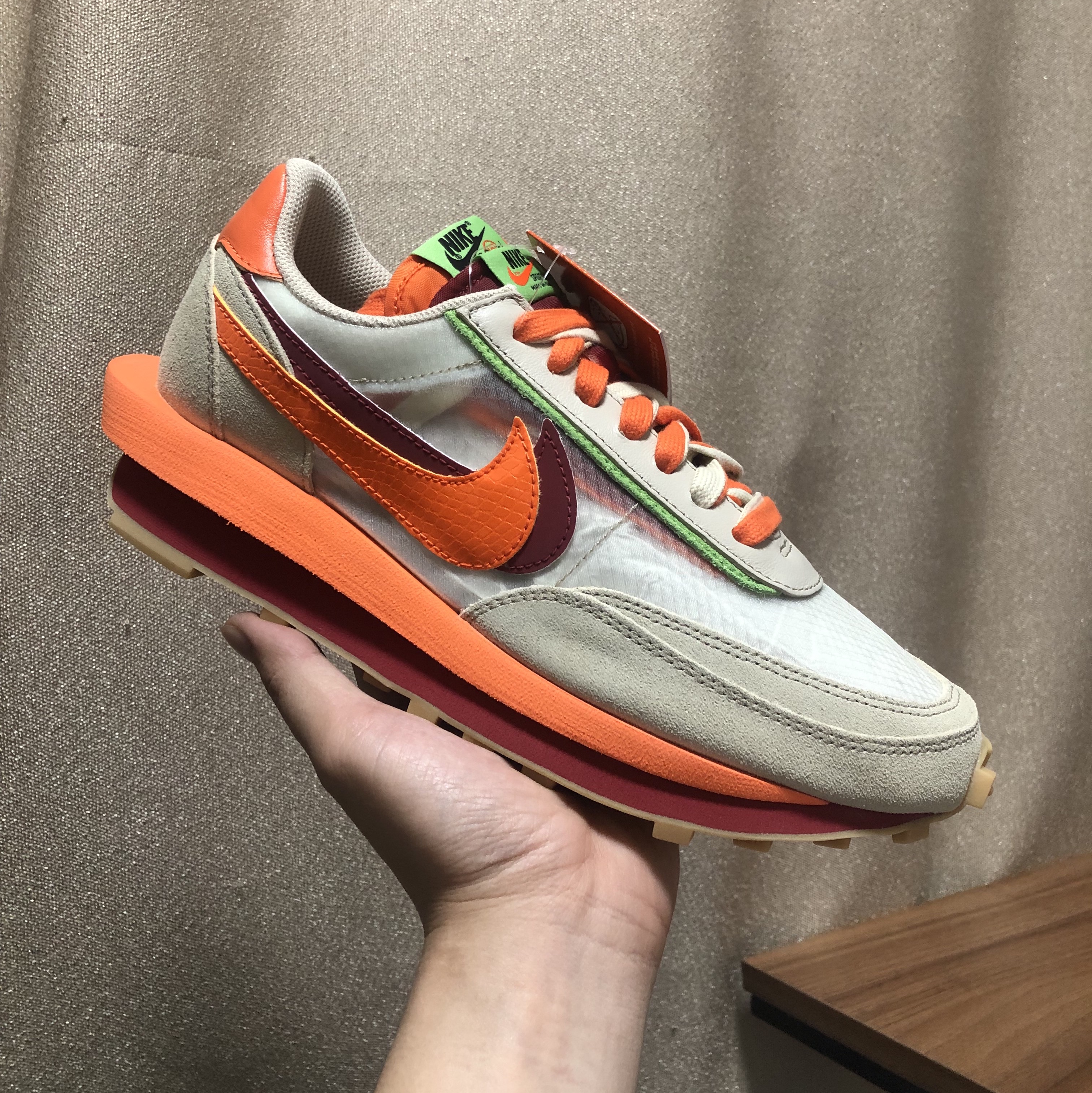 Nike x Sacai x Clot LDWaffle Orange Blaze 착용 스타일