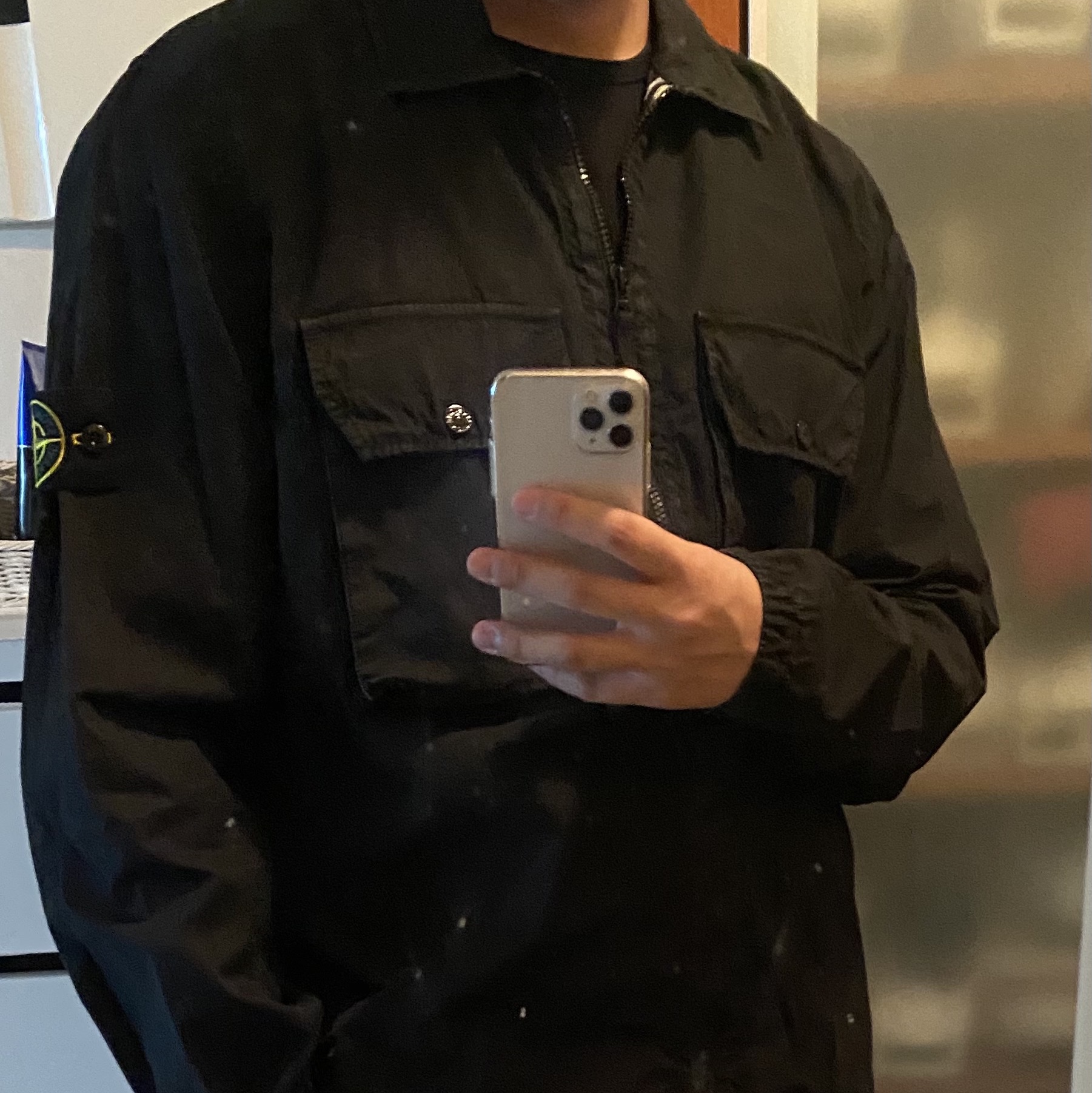 Stone Island 44508 Nylon Metal Down-TC Jacket Light Grey - 21FW, Stone Island 113WN T.CO+OLD Overshirt Light Grey - 21FW 착용 스타일 - 3