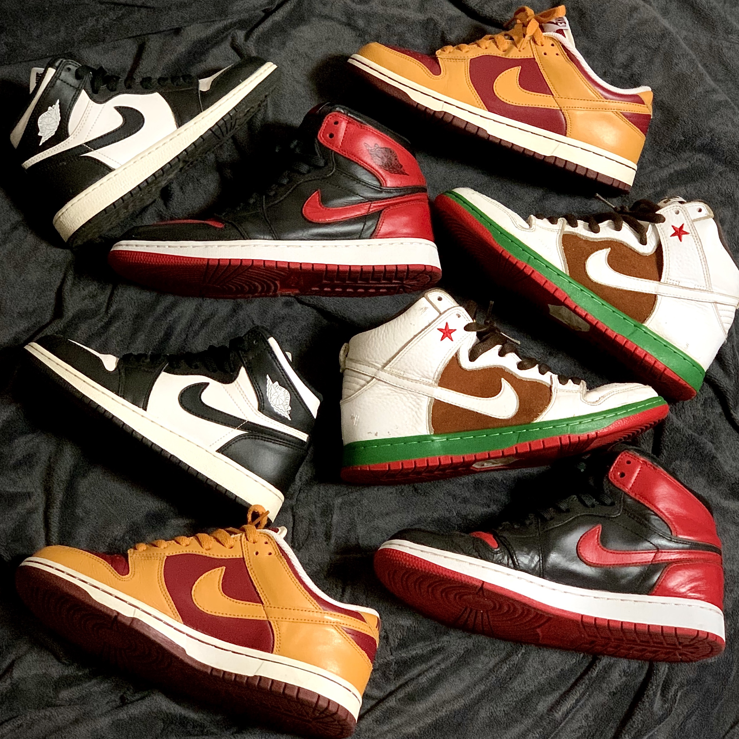Jordan 1 Retro High OG Black White 2014, Nike Dunk SB High Cali 2014 착용 스타일