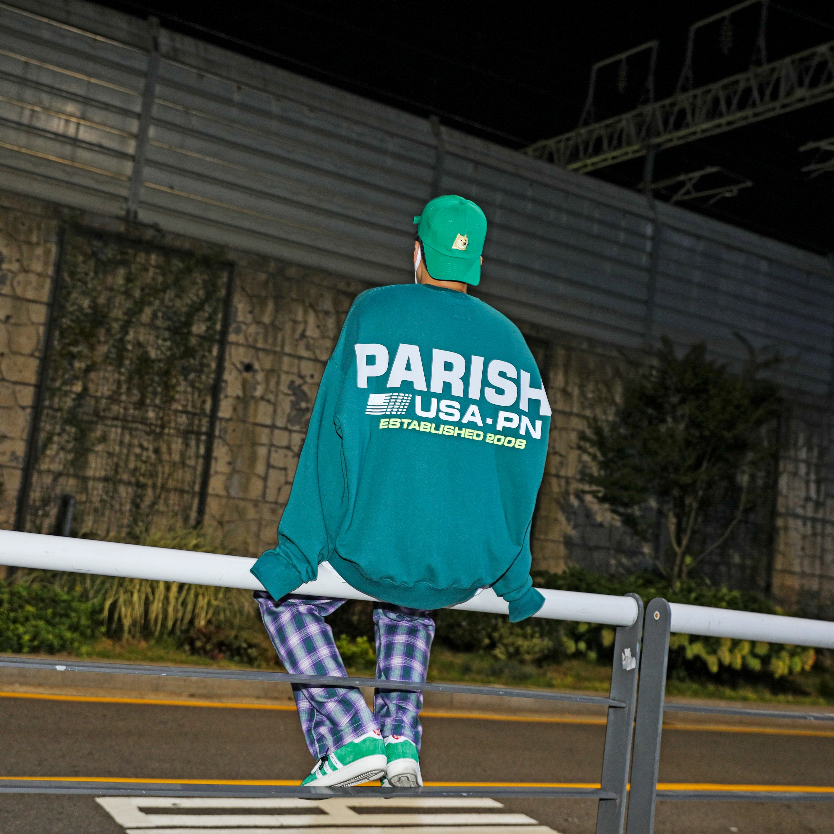 Adidas x Human Made Campus Green 착용 스타일