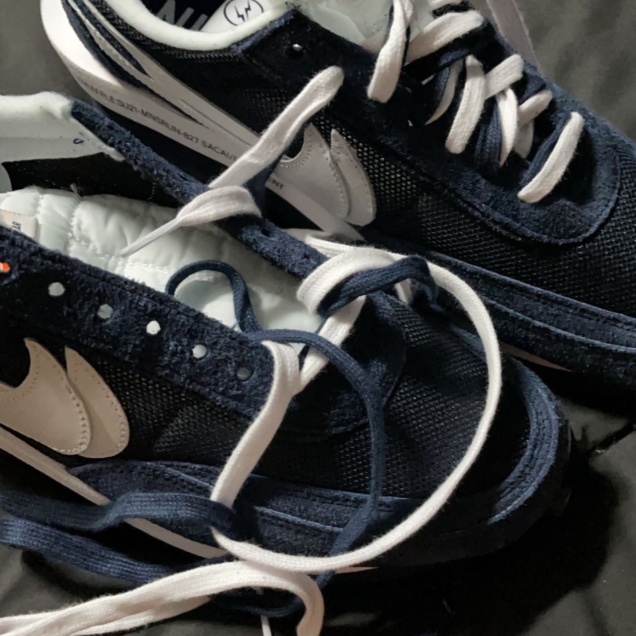 Nike x Sacai x Fragment LDWaffle Blackened Blue 착용 스타일